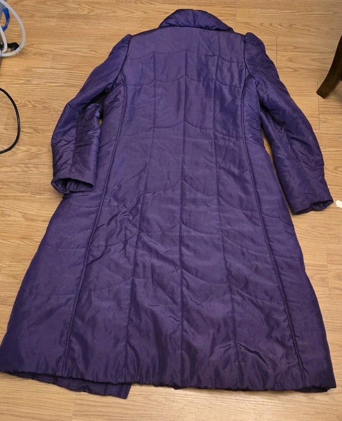 Vintage Stranger Things 1980s Long Puffer Coat Purple Toggles Lined KOREA Large