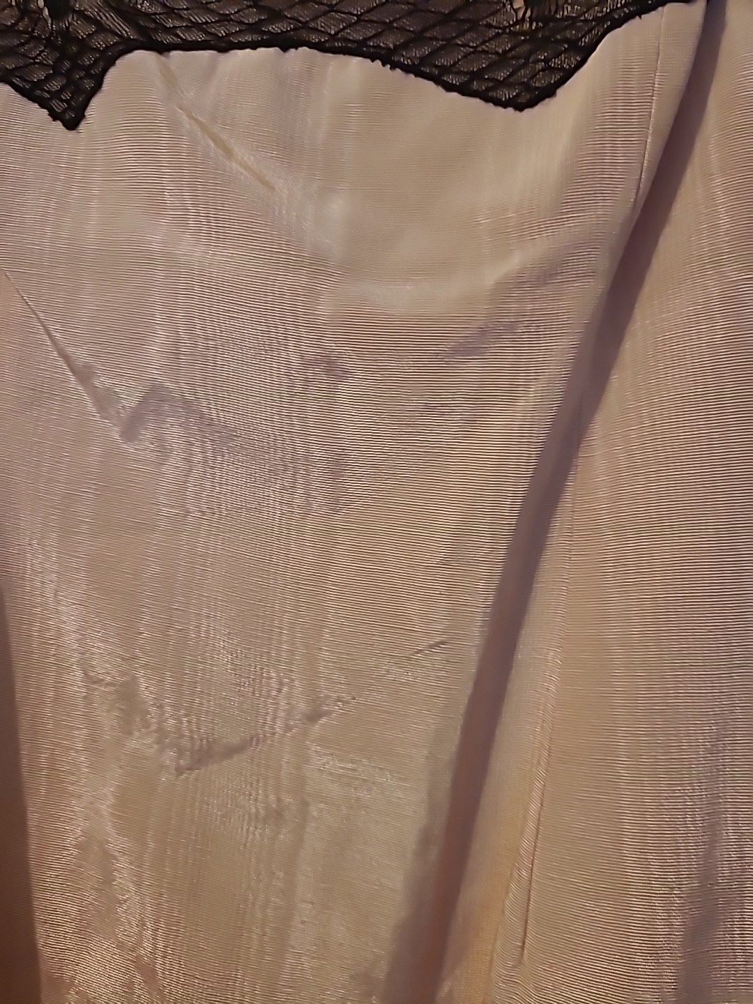 Vintage Dusty Rose Pink Slip Taffeta Dress Black Lace Trim Straps Kathlin Argiro