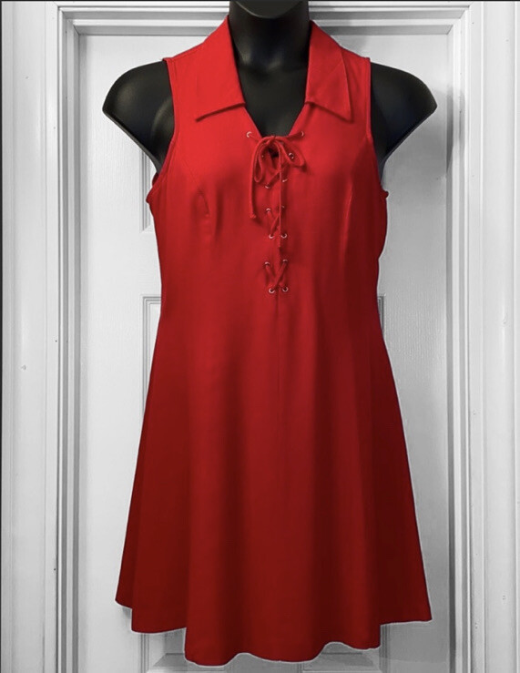 Vintage! Boulevard DE Paris Red Collared Halter Dress Size 14