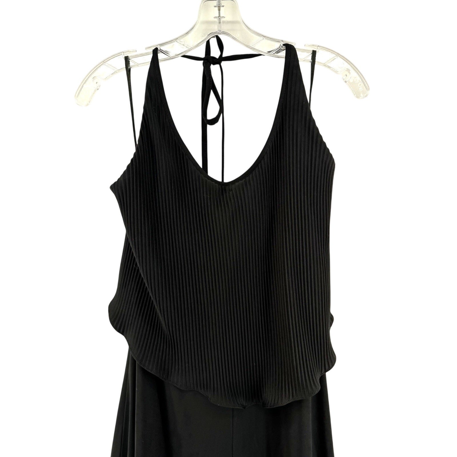 Vintage Black Halter Dress Size 9 Young Edwardian by Arpeja Pleated Bib