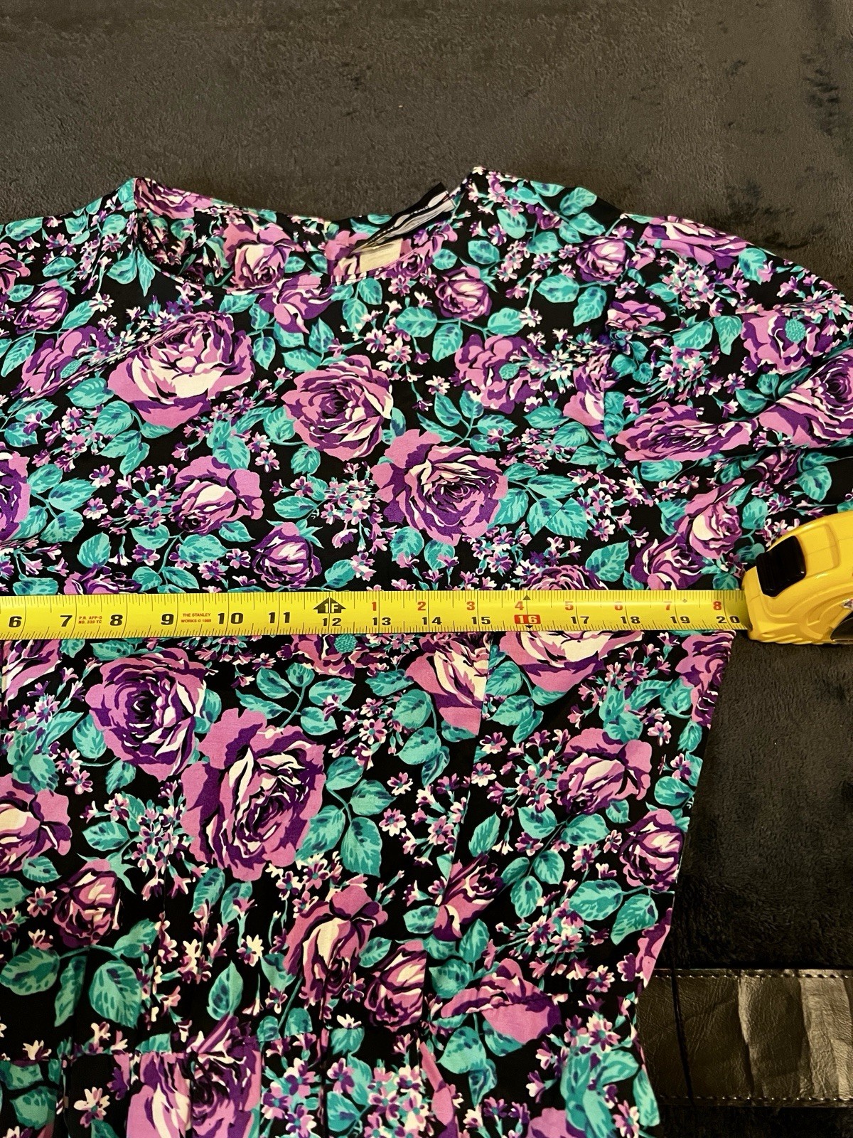 SL Fashions Vtg 90s Floral Belted Pleated Puff Sleeve Fit&Flare Maxi Dress 12