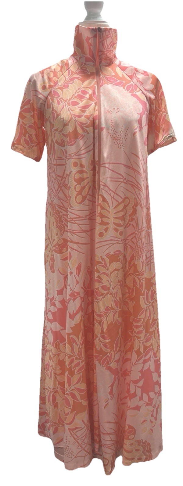 Vintage 70s Miss Elaine Mori Butterfly Floral Peignoir Set Nightgown Robe SZ SM