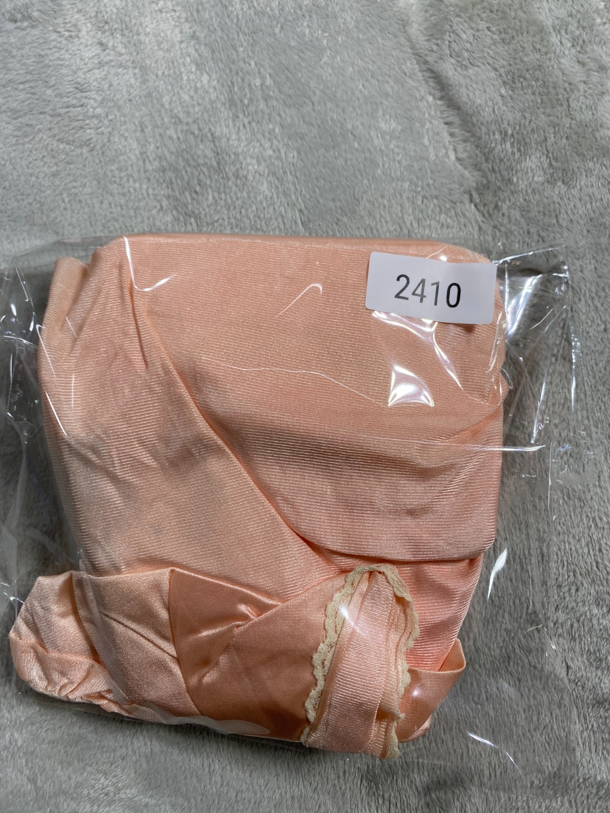 Vtg Unionmade Ilgwu Slip Dress 2XL Blush Satin Lace Trim Pleated Short Sleeve