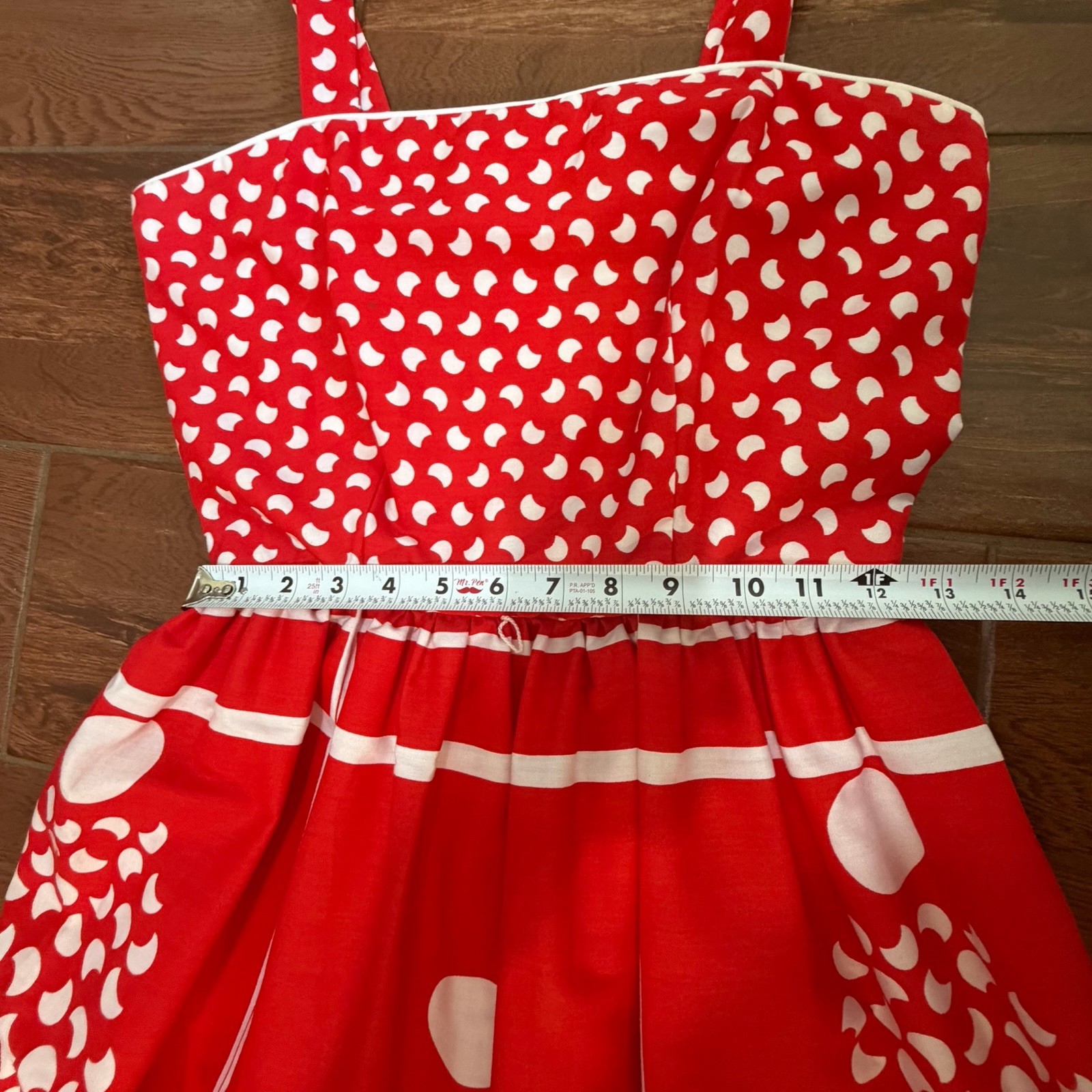 Vintage 70s Jenni Dress 9/10 Red White Floral Fit Flare Rocability Retro Pin-up