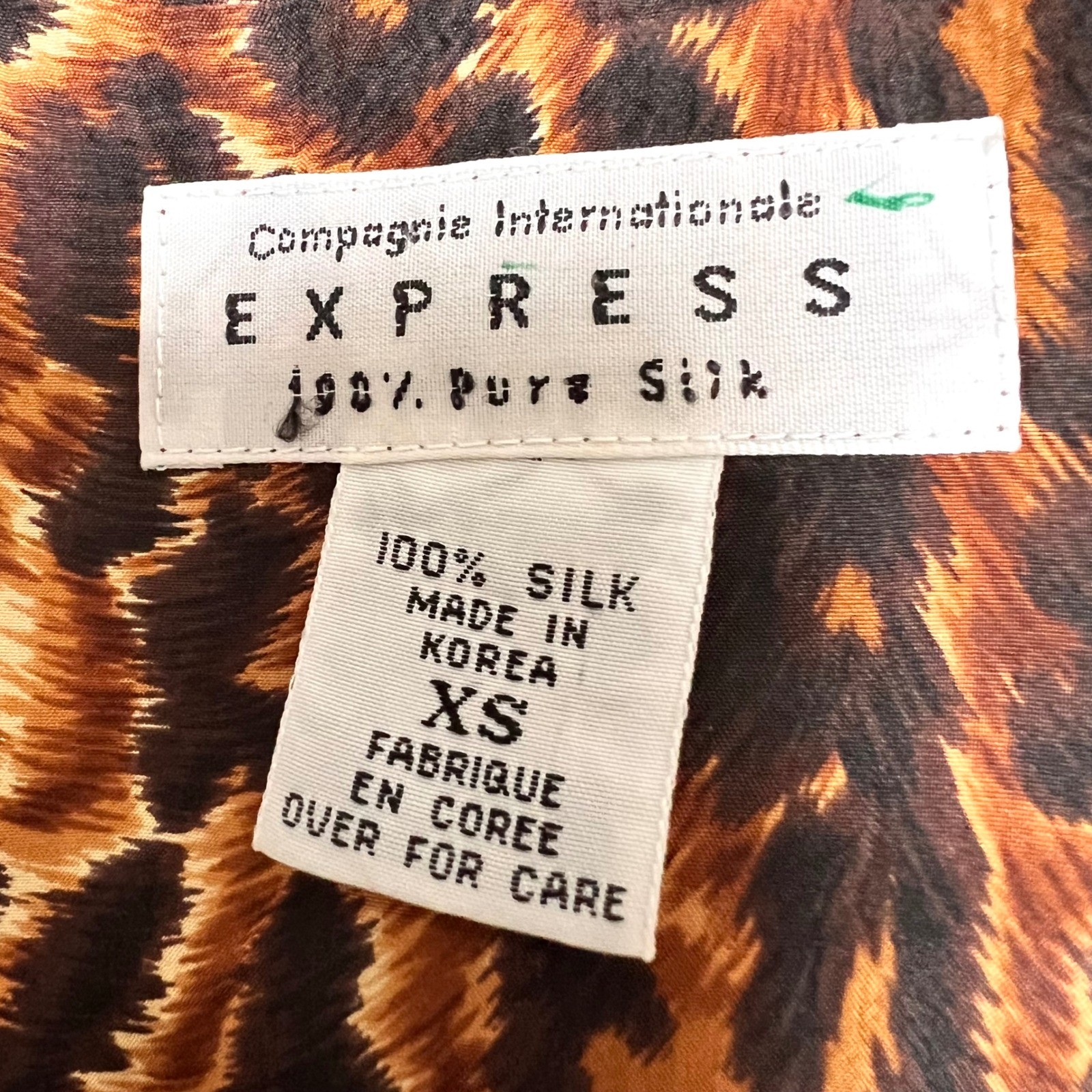 Vintage 90s Express Silk Leopard Print Tank Top XS Office Siren Mob Wife Chic