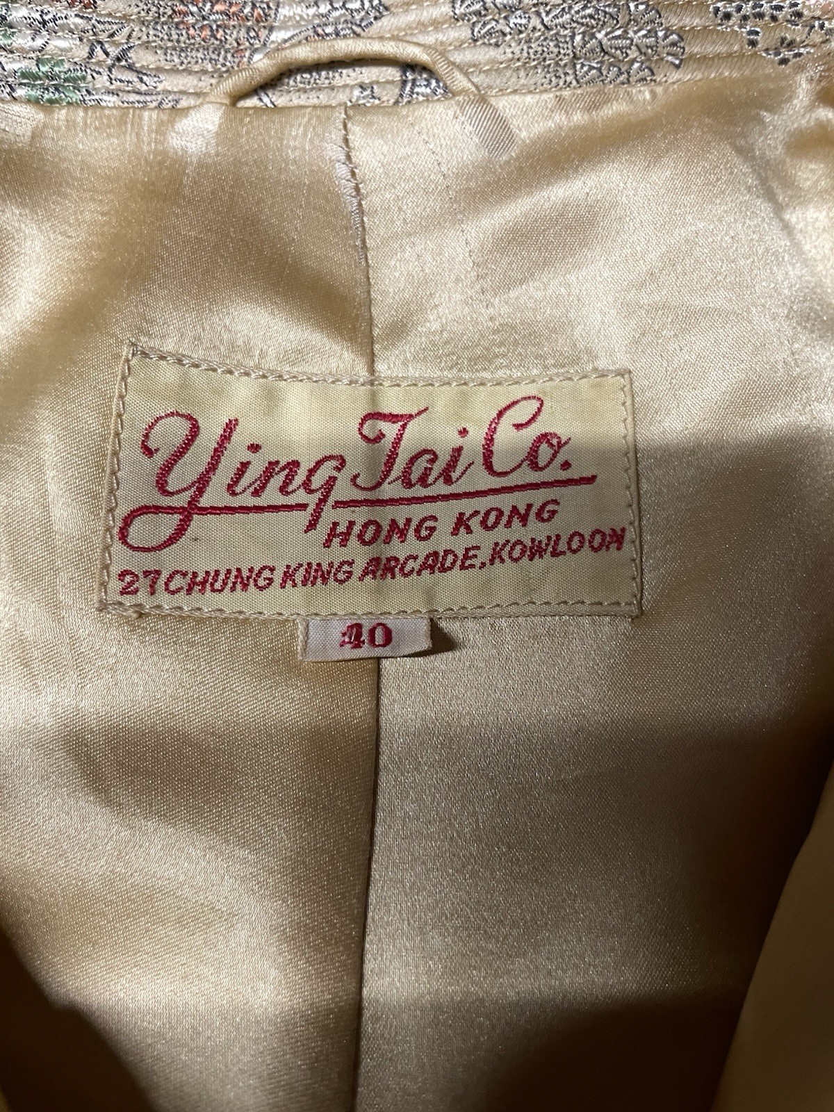 Ying Tai Embroidered Silk Tang Jacket 1950s Vintage Hong Kong Exquisite Sz 8-10