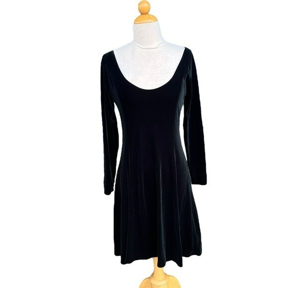 VTG Bruno Duluc Kush Black Velvet Scoop Neck Skater Dress Whimsigoth Witchy XL