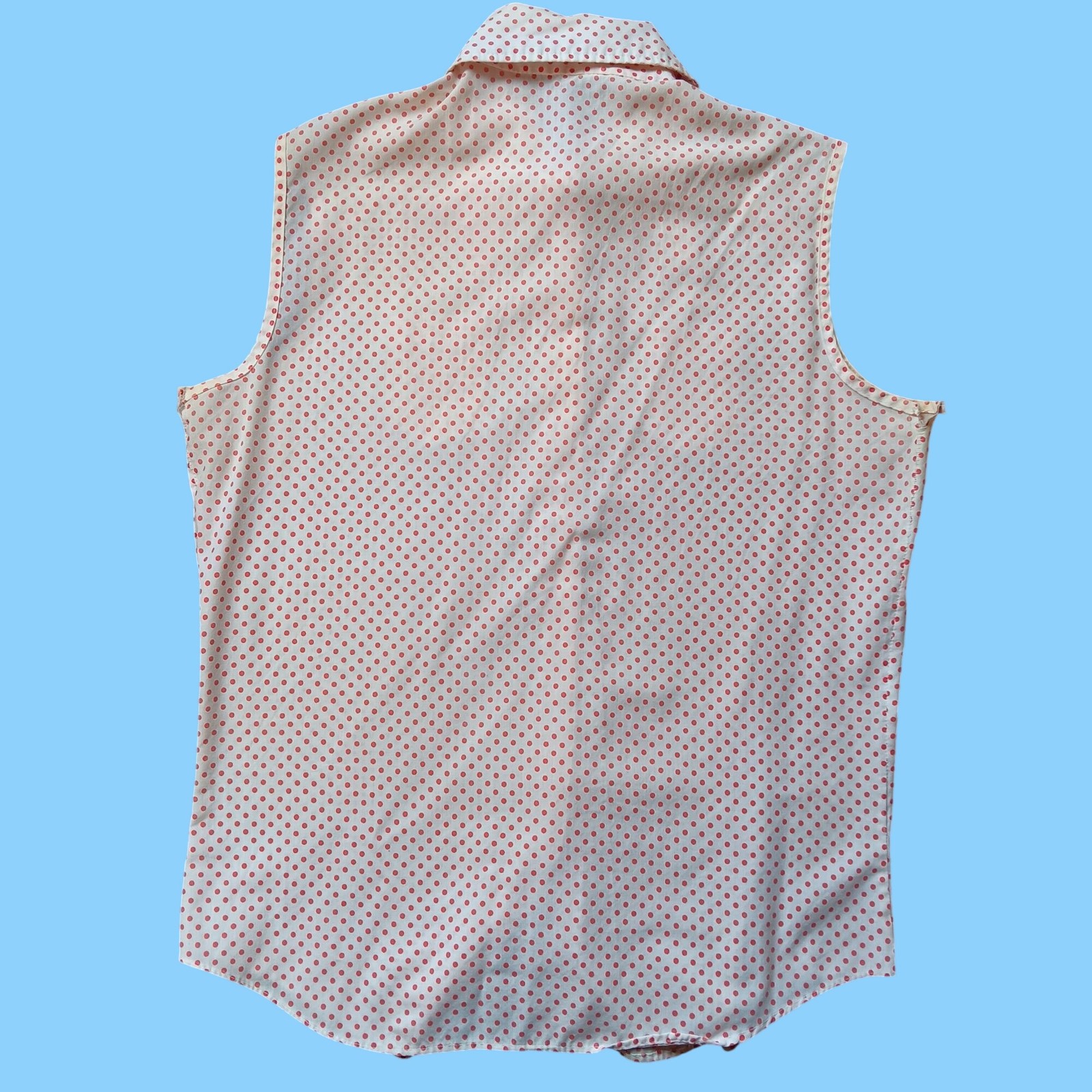 True Vintage Women’s Top Small 1960’s Mod Granny sz 34 White/Pink Polka Dot