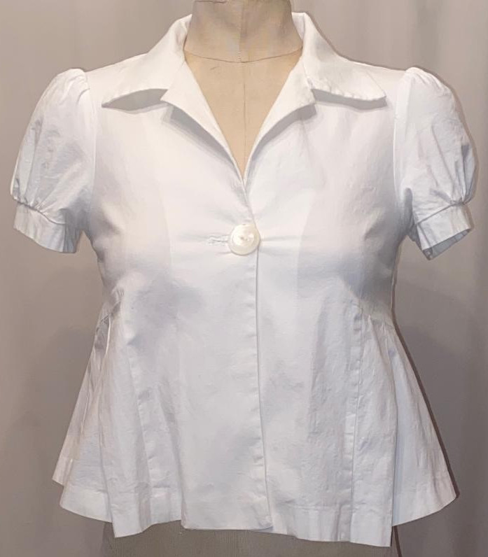 Ella J by 6 Degree Vtg Y2K Cotton Lycra Stretch Peplum Blouse Jacket White XS
