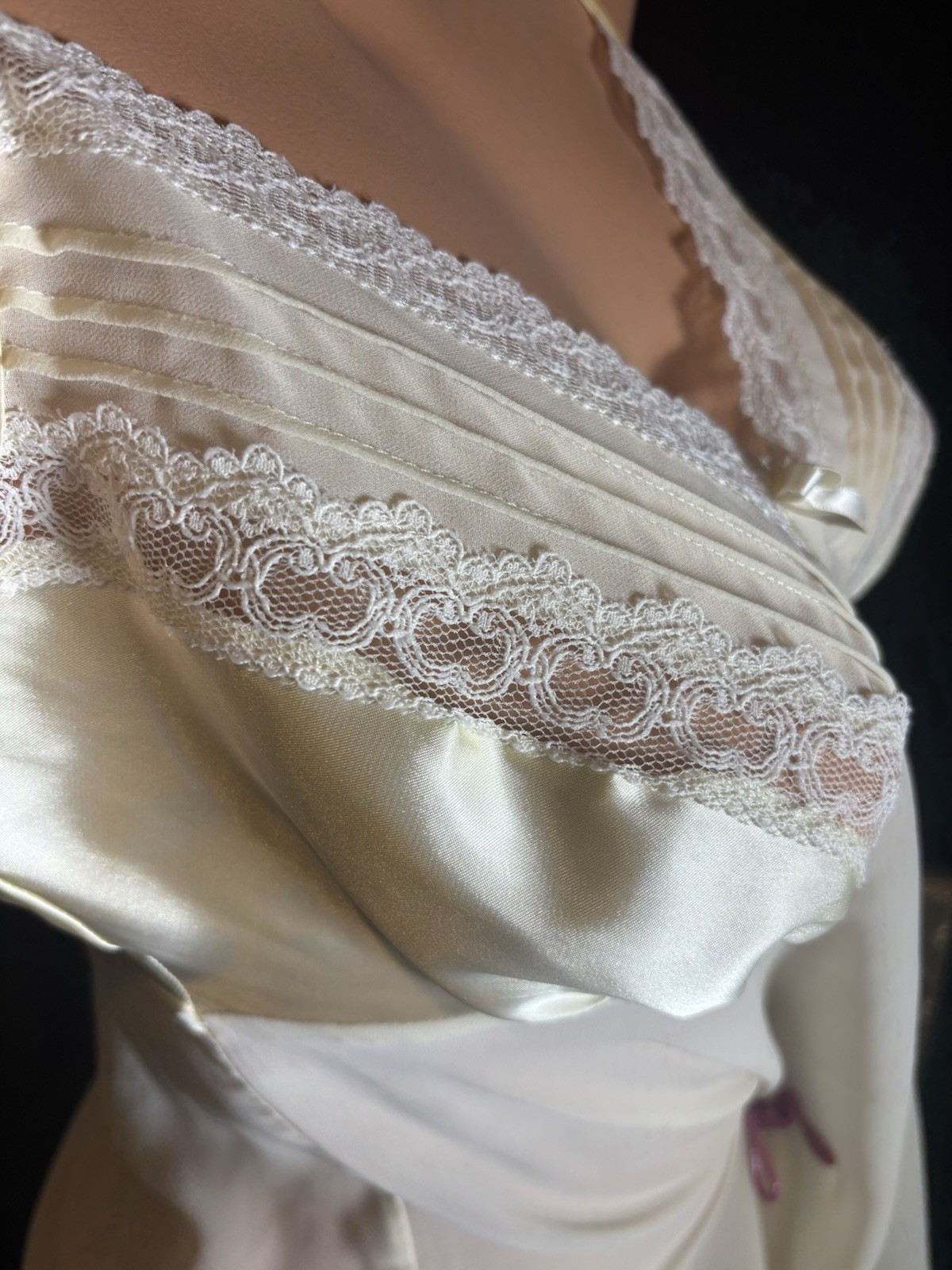 Satin Gown Tissue SHEER Gown See thought nightgown Deep V neck Babydoll Nightie