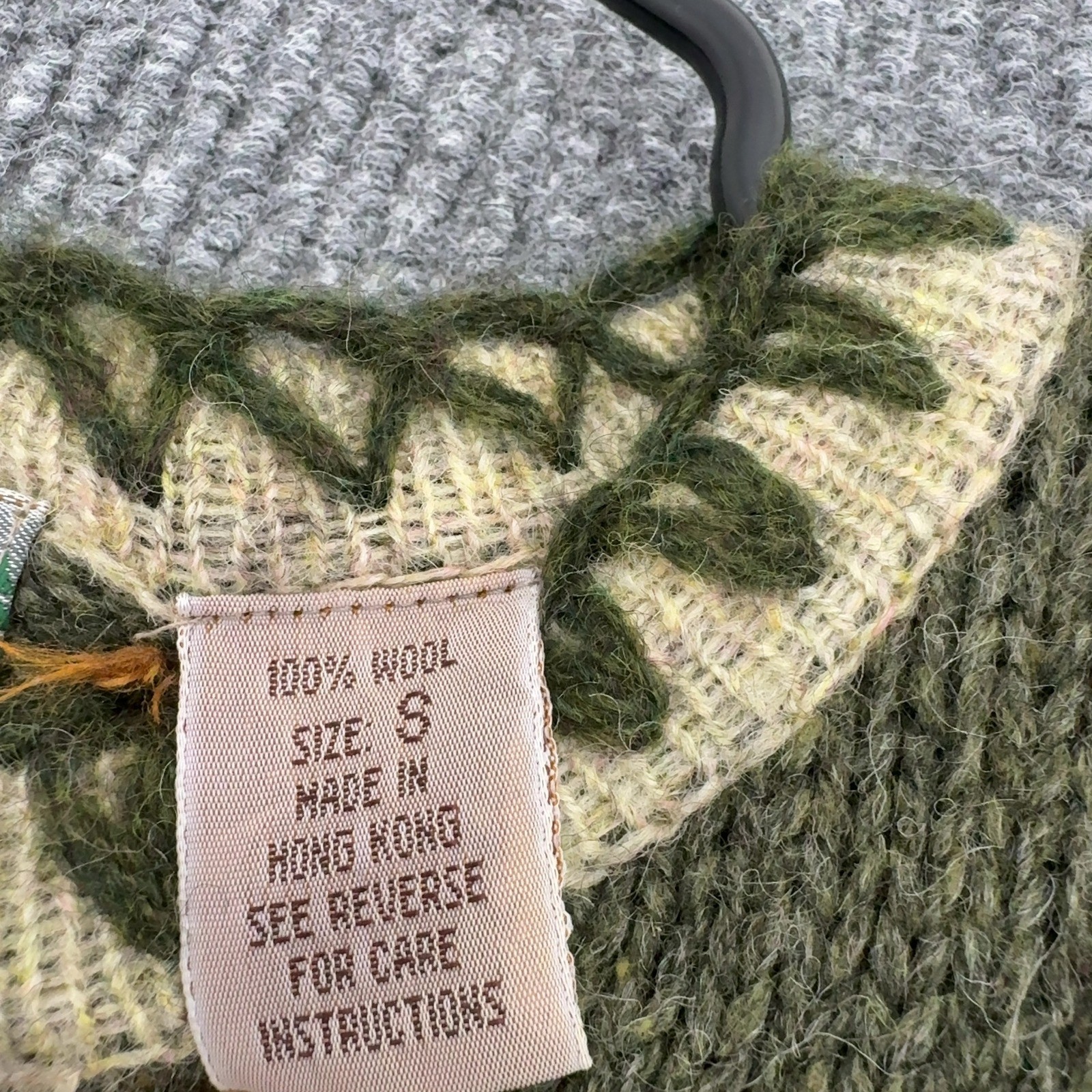 Vintage EMS Sweater Womens S Green Wool Blanket Stitch Crewneck Gorpcore Outdoor