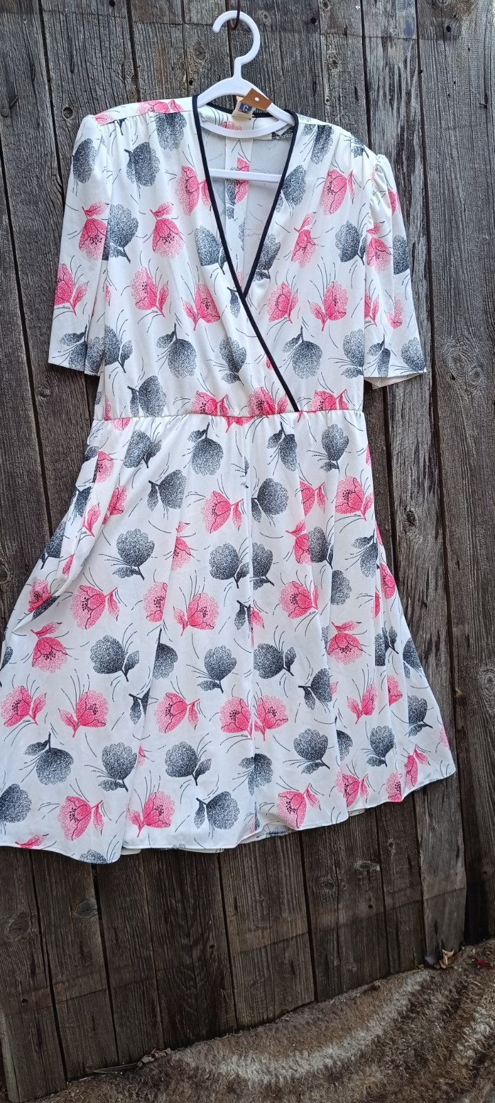Gorenjska Oblacila Vintage Dress Womens L XL White Pink Floral Disc Skirt Pockets