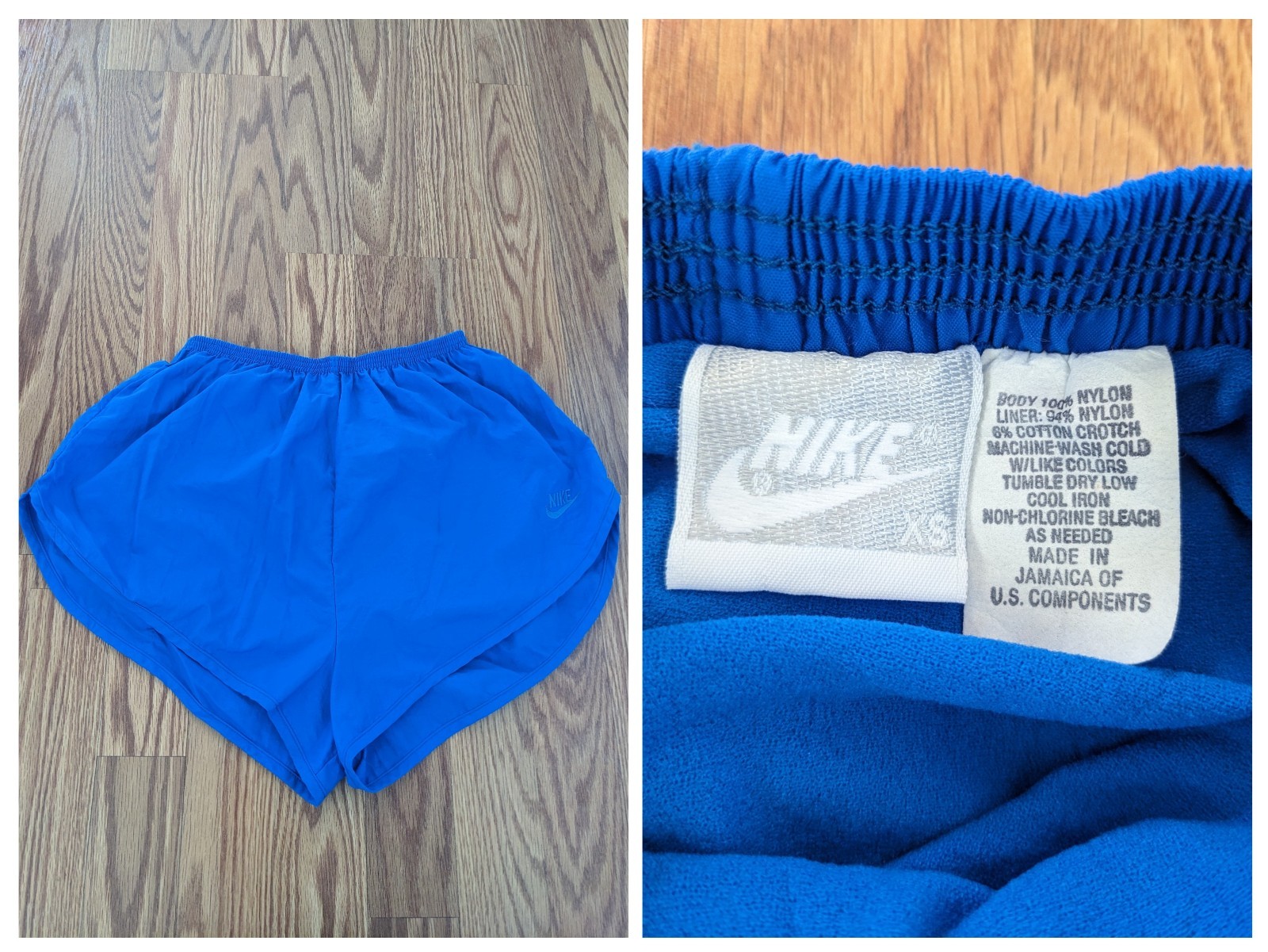 Womens 80s 90s vintage Nike running high rise shorts blue key pocket Short XS