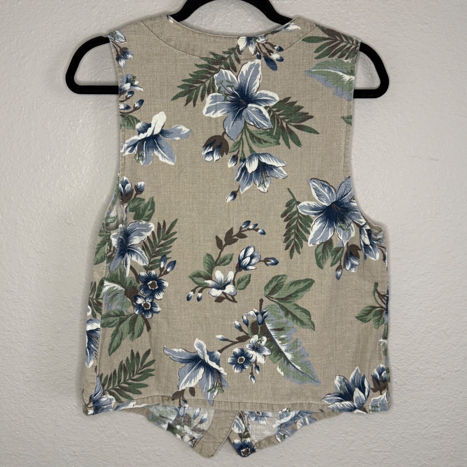 Vintage Women Small Floral Cotton Boho Vest Earthy Indie Granola Cottage Teacher