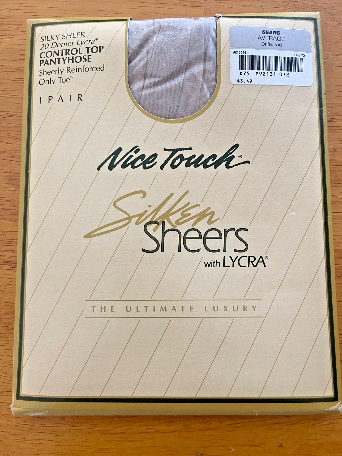 SEARS NICE TOUCH Silken Sheers Control Top Pantyhose Size Average Driftwood
