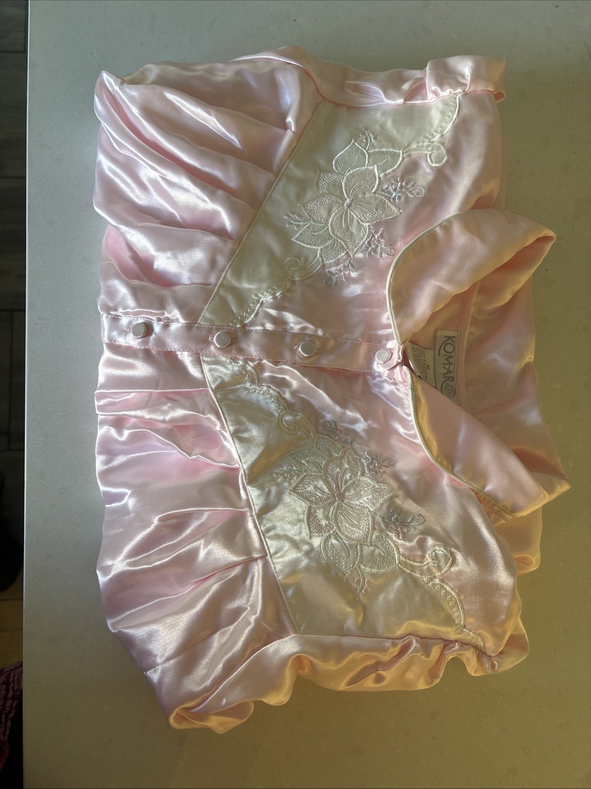 VINTAGE KOMAR Medium Long Nightgown Silky Nylon Pink New Original Tags