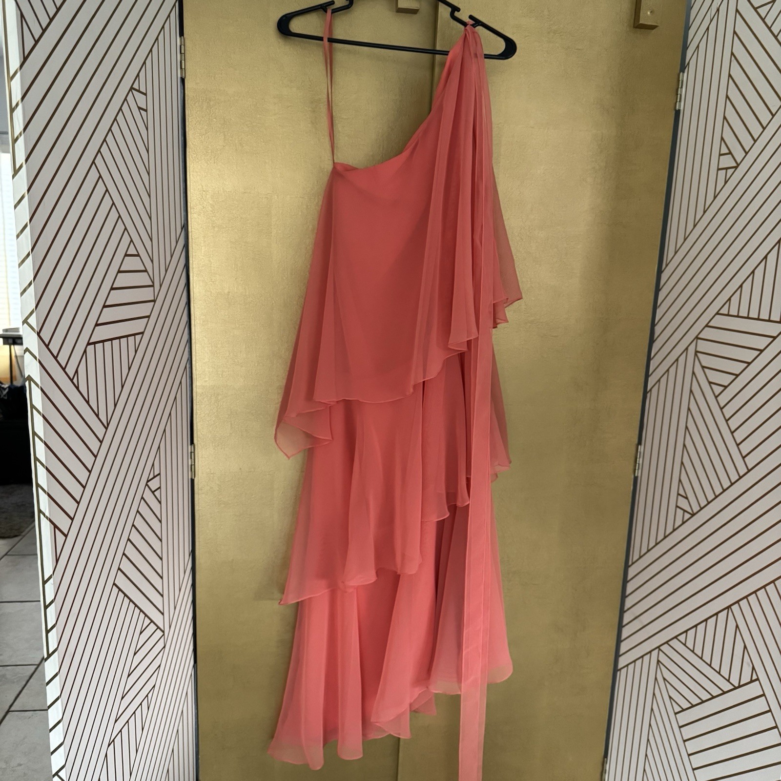Vintage 1960s Designer Marita by Anthony Muto Evening Dress Orange Handmade Tier