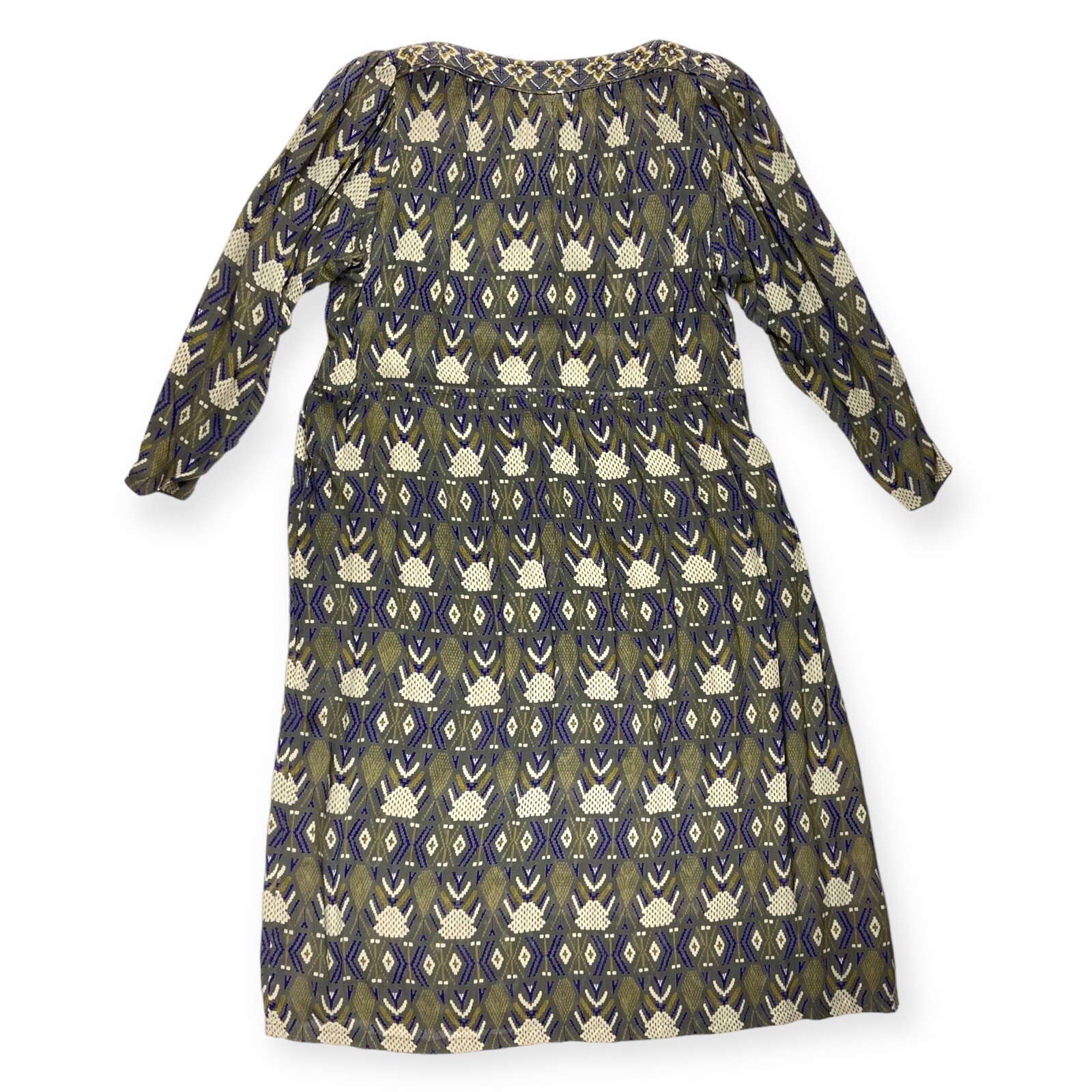 Adini Vintage Gray Purple Boat Neck Boho Smock Dress 8
