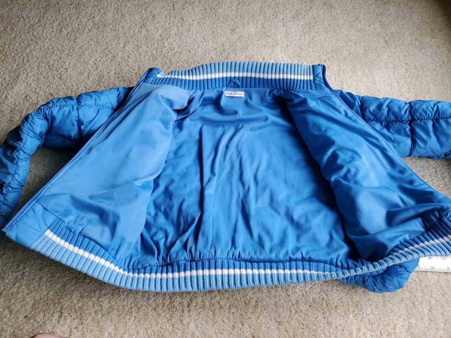 Vintage 1980s Coat Women Teal Nylon Puffer Jacket Made In Korea Medium Small