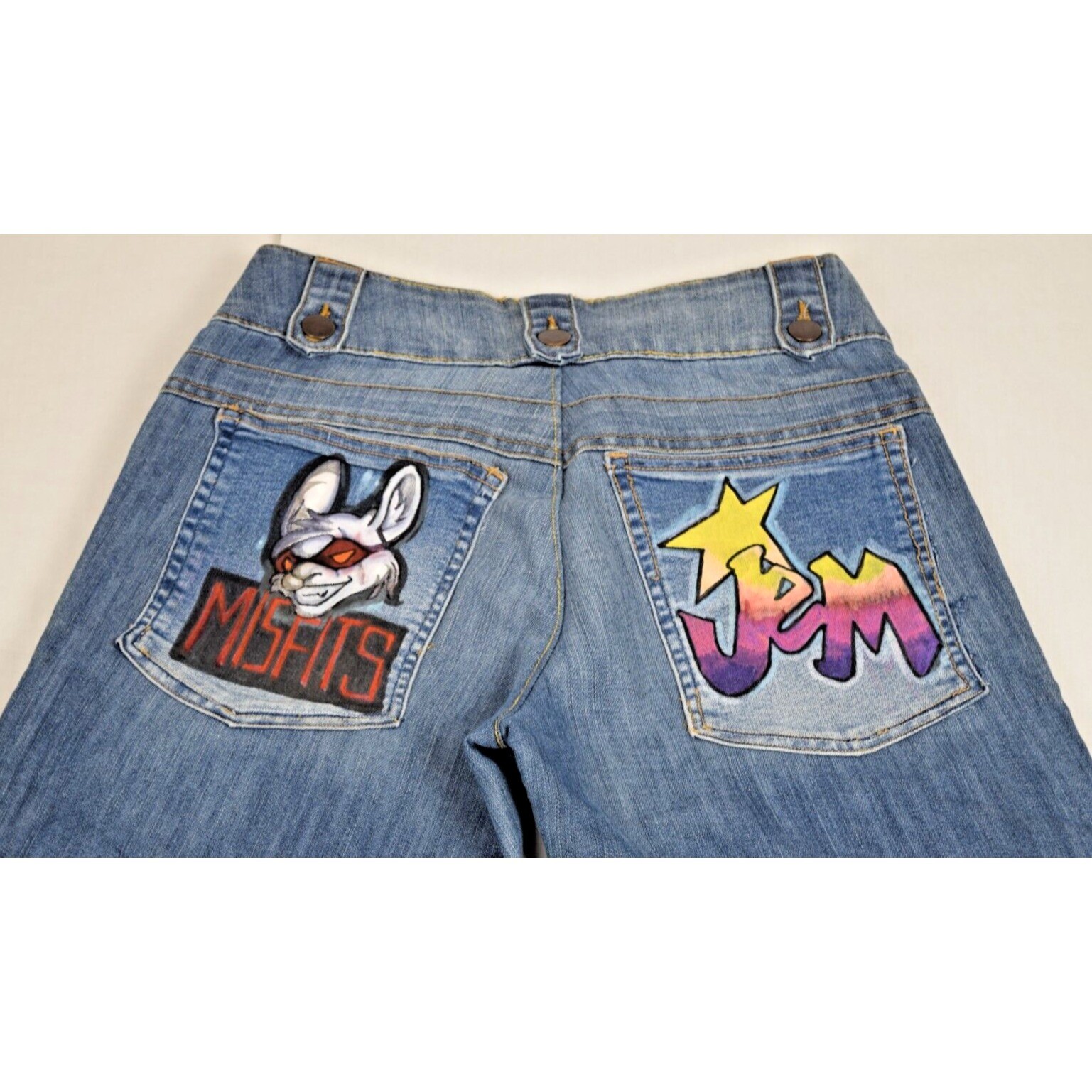 Vintage Hand Painted Jeans Jem TV Misfits Band Size 28 x 31 S/M 00s Orsay Jeans