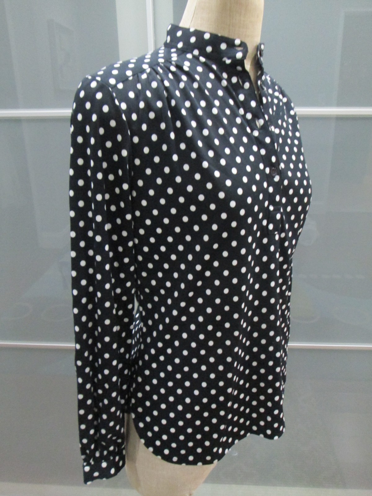Vintage Andrew St. John Double Knit Polyester Polka Dot Blouse Size L