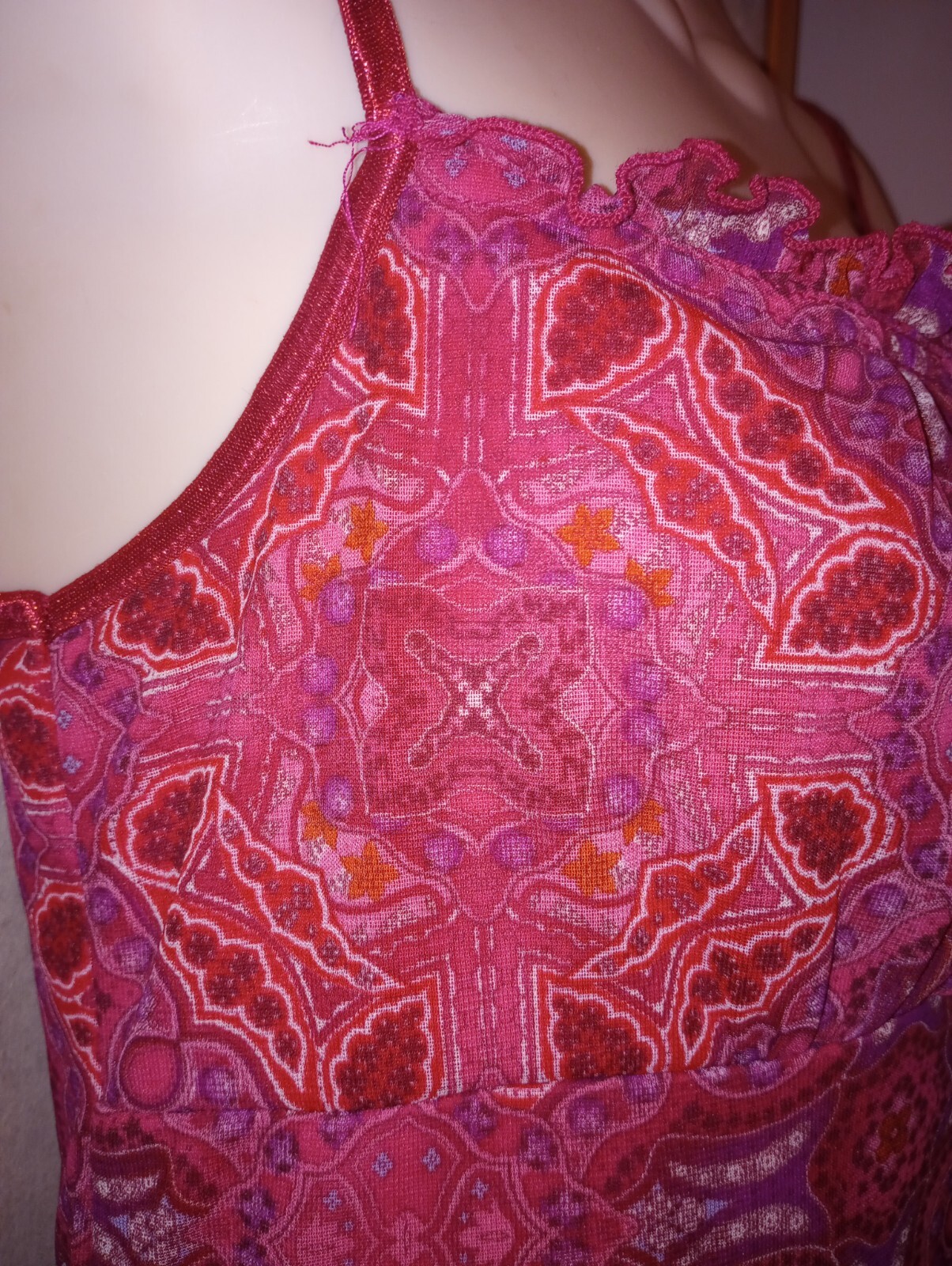 Vintage Byer Too! California Y2K 90s Sz Med Red Paisly Slip Dress Juniors Ladies
