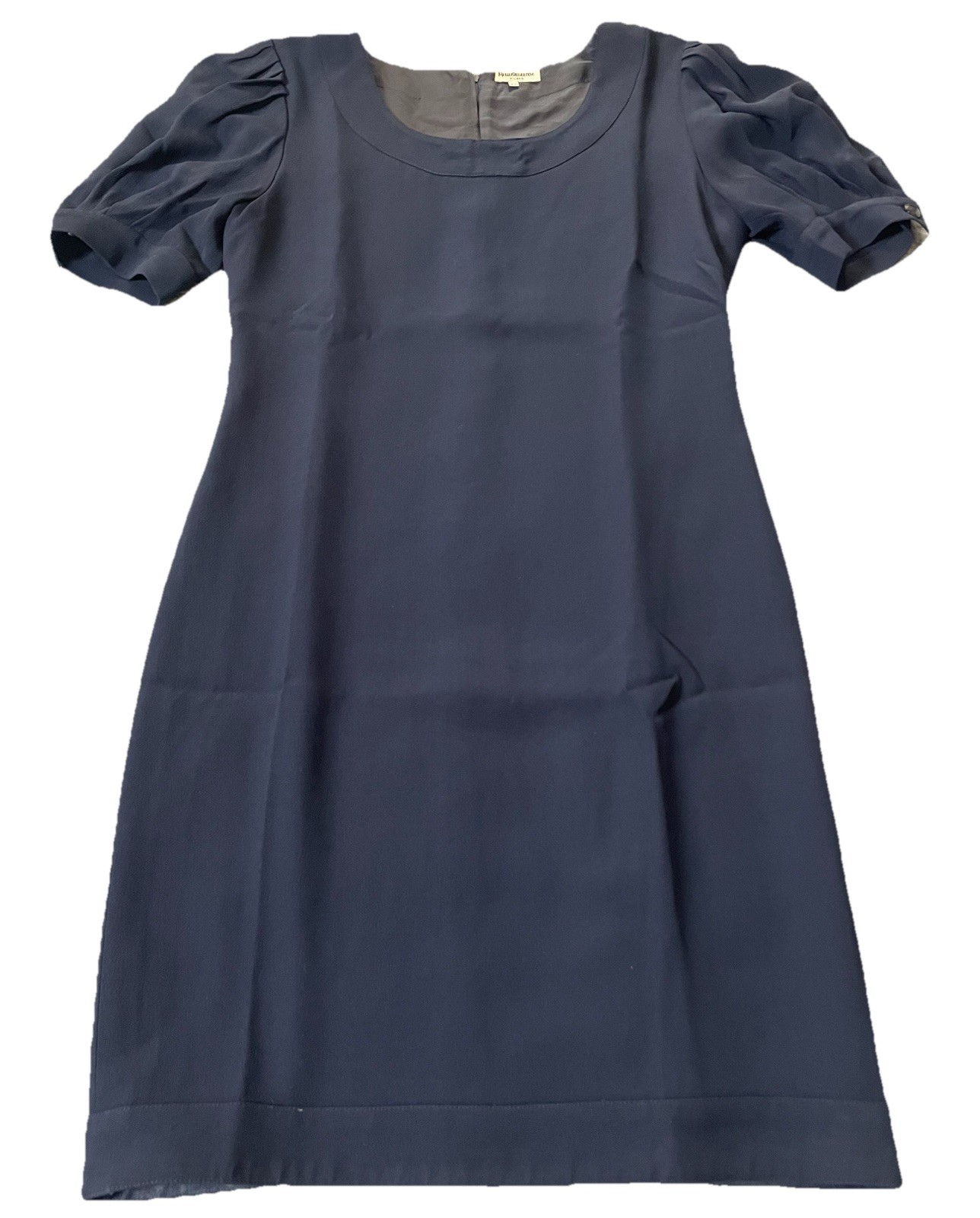 Vtg 80s Milano Navy Sheath Dress S/M Balloon Sleeve Classic Career Made In Italy