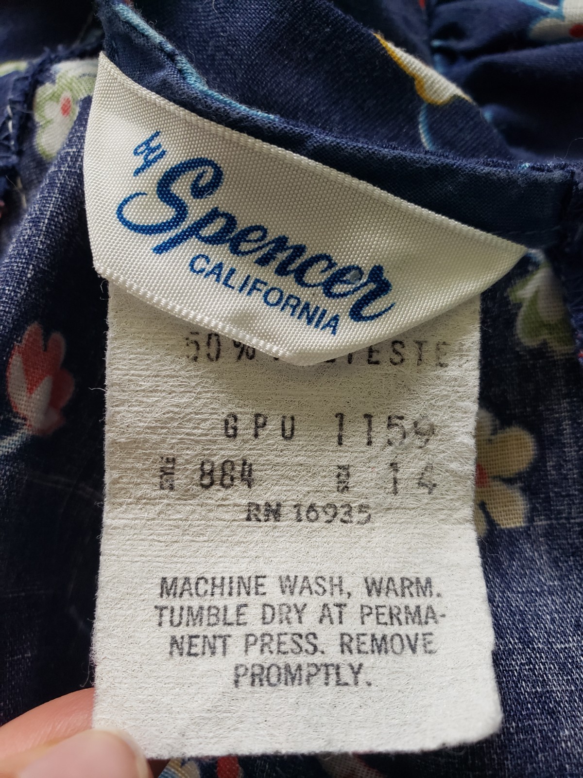 VTG 70s Spencer California Girl’s 14 Prairie Dress Maxi Blue Floral Puff Sleeve