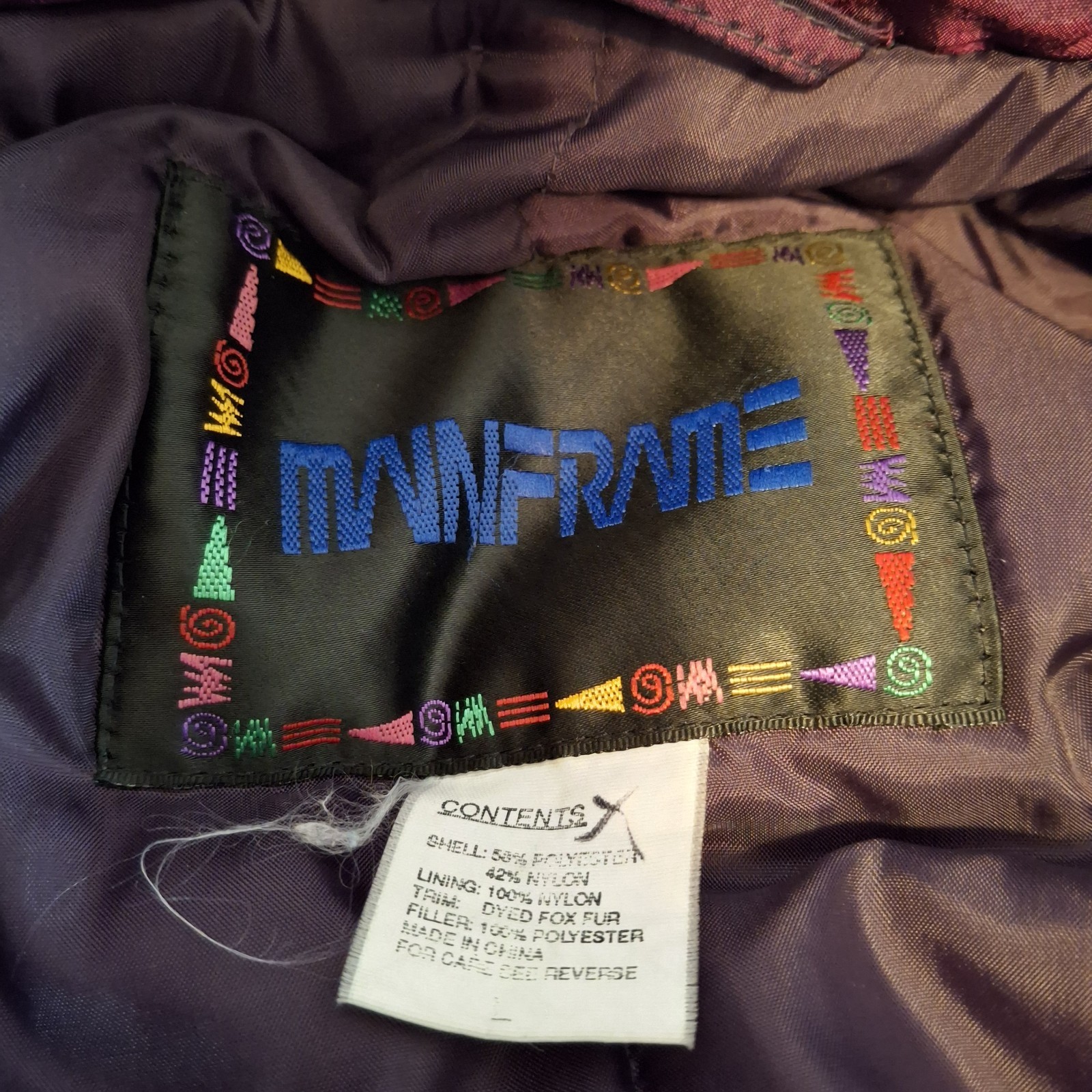 VTG 90’s Mainframe Burgundy 3x/4x Woman’s Parka Jacket with Dyed Fox fur hood