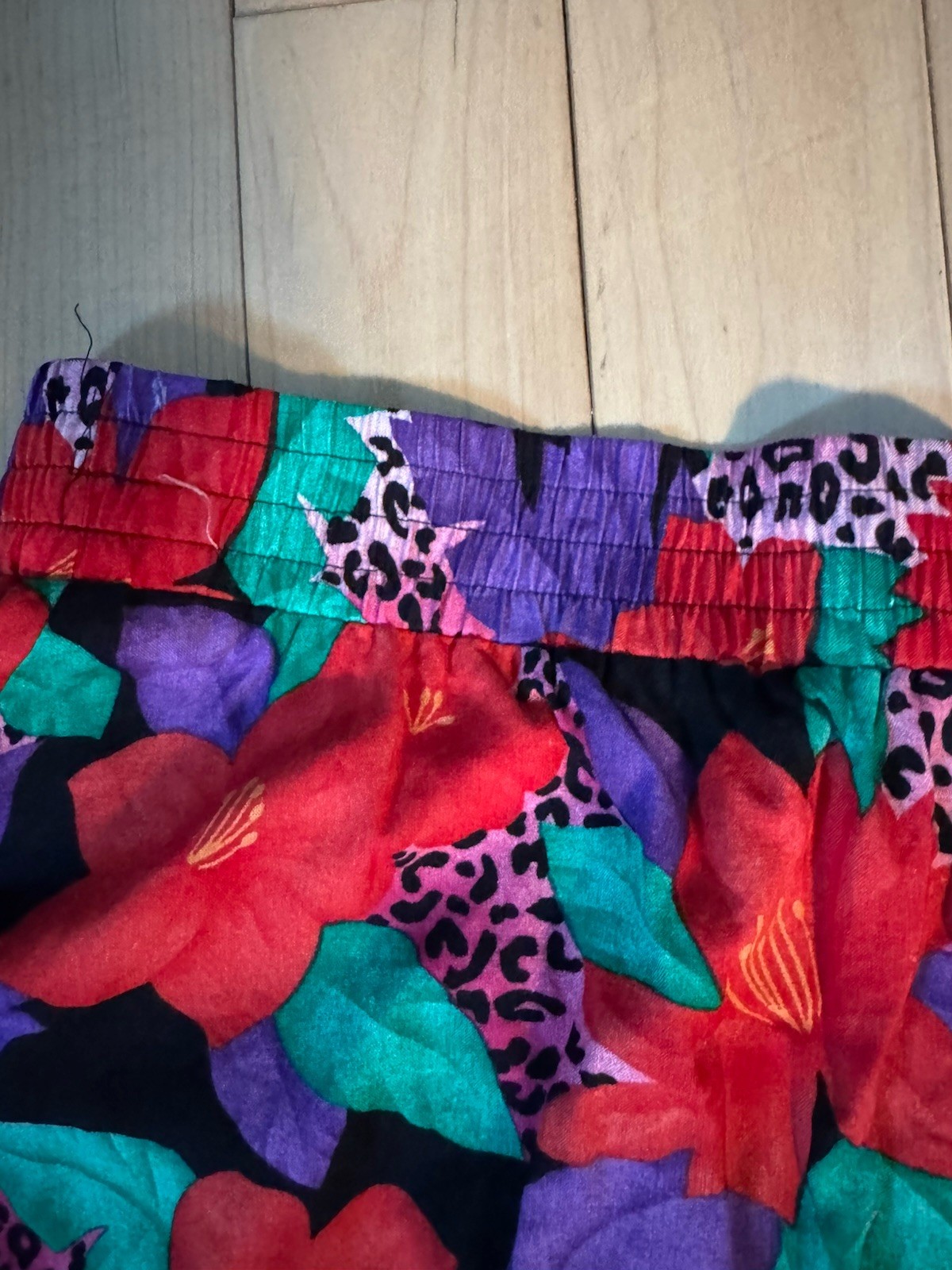 Vintage Floral Animal Print Skirt 80s 90s Stretchy M/L