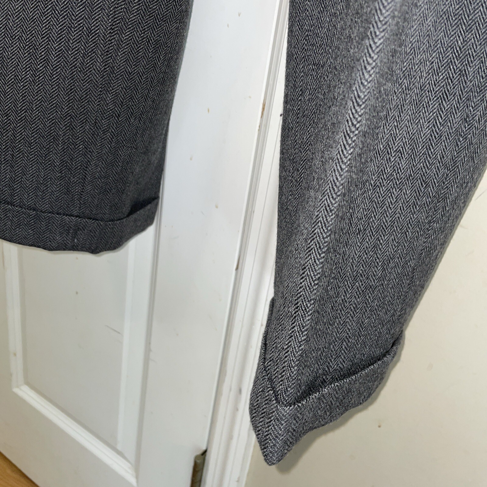 Vtg 1980’s David N. Sz 12 Herringbone 100% Wool Trousers High Waist Vintage