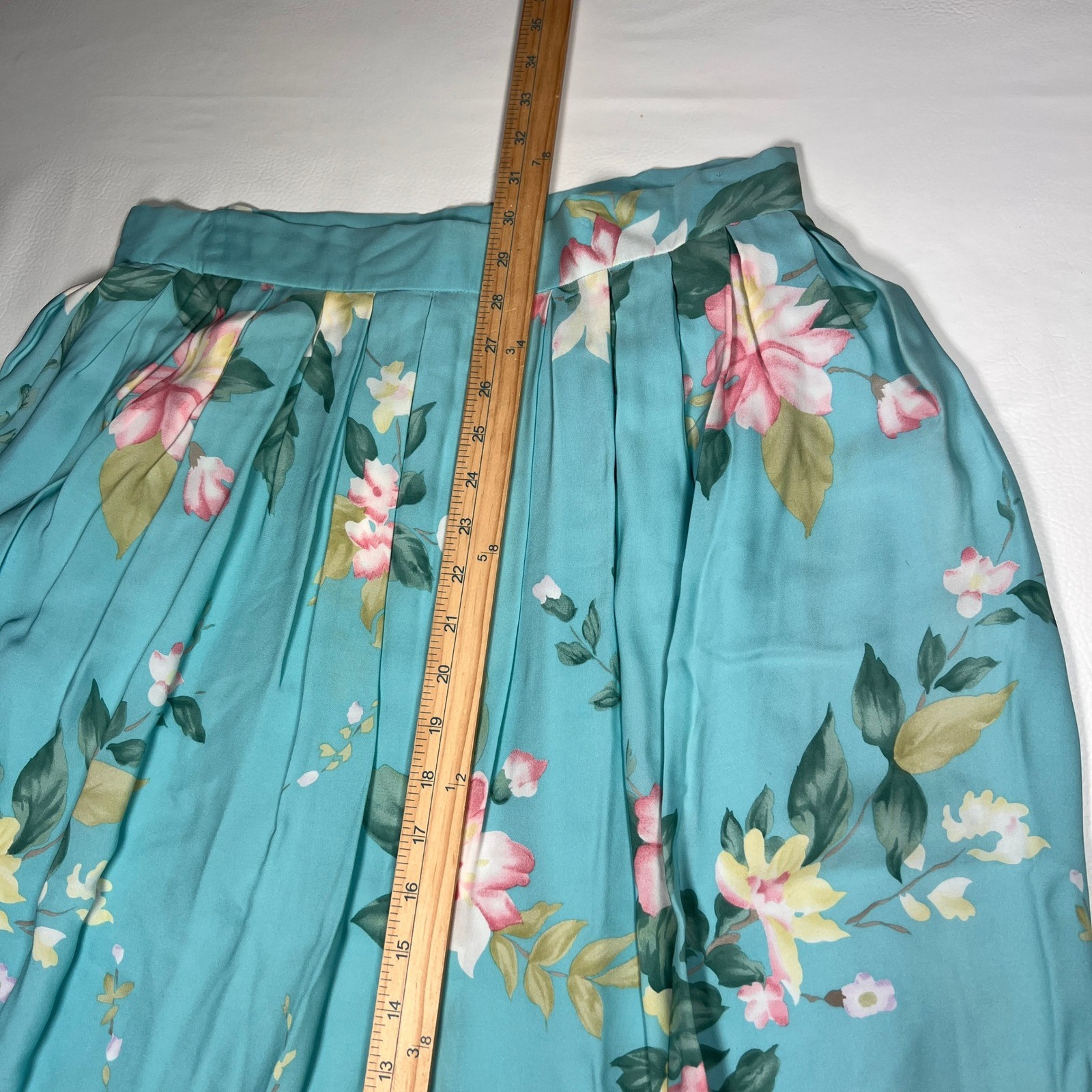 Rena Rowan Skirt Set Women 14 Blue Silk Floral Sleeveless Top Pleated Midi Skirt