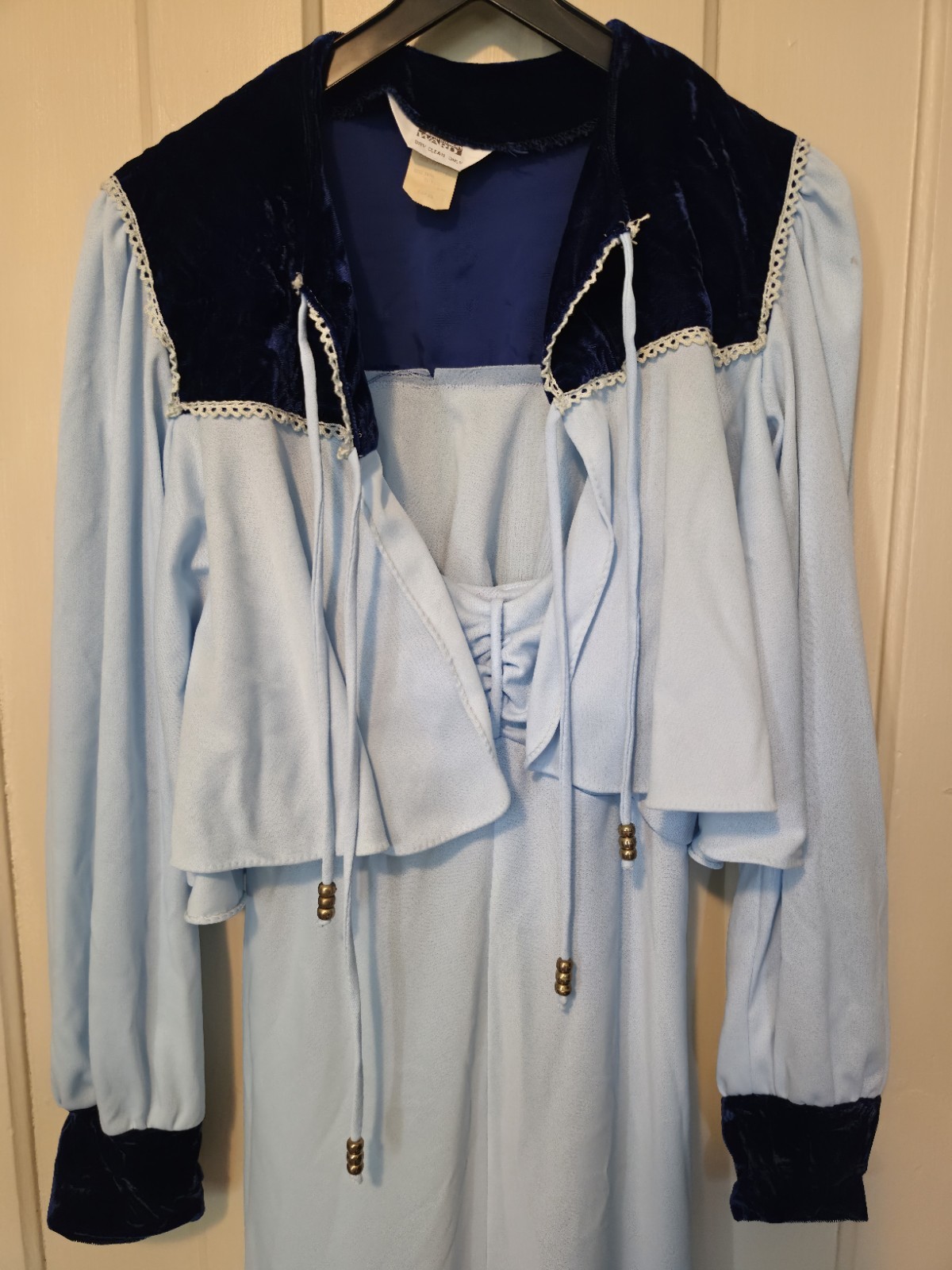 Vintage Montgomery Ward Rayon Velvet Blue 2 Piece Dress – See Tag For Size