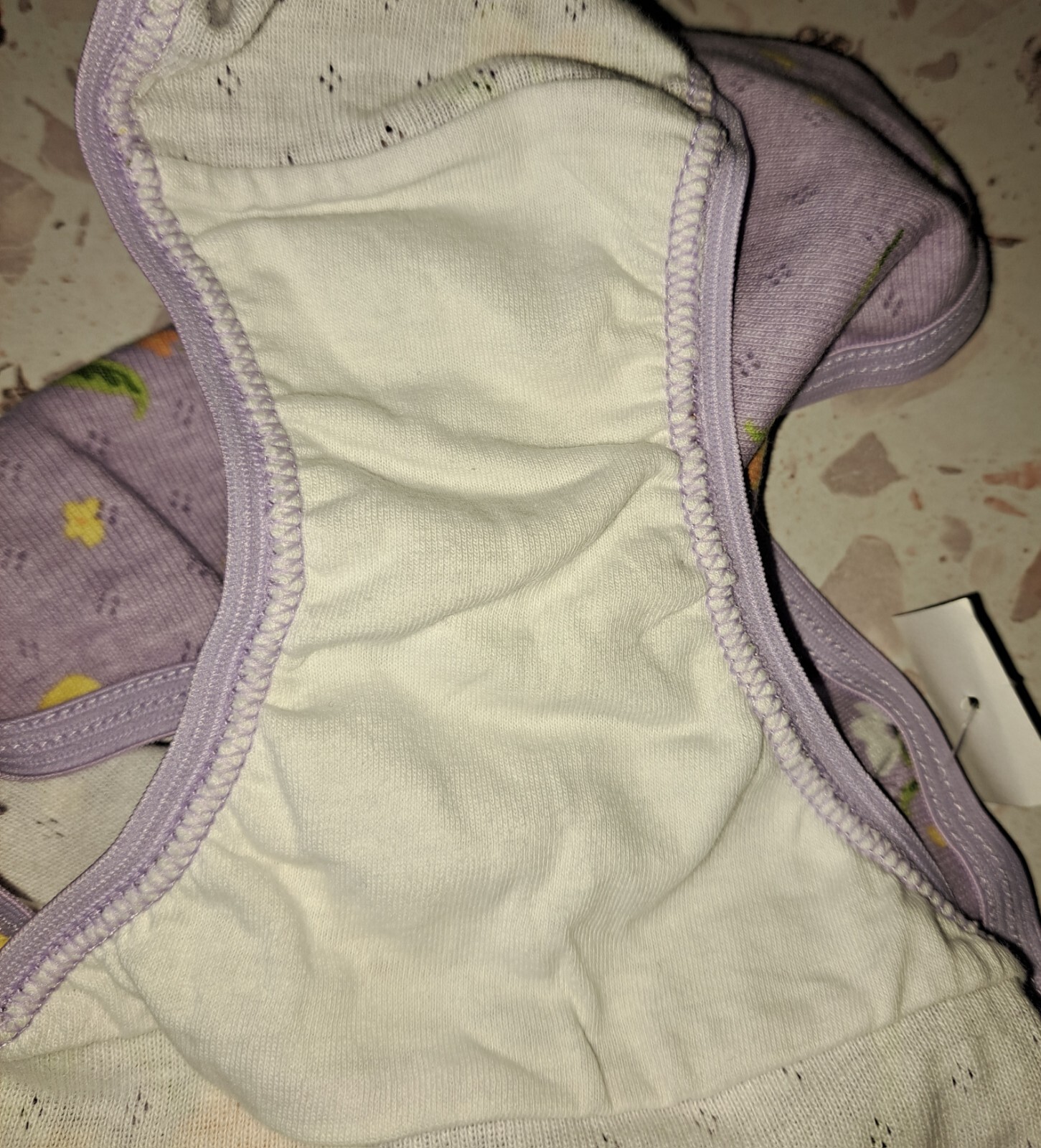 NWT Vtg 100% Cotton Panty Y2K Large Purple Floral Unbranded High Cut Stretchy