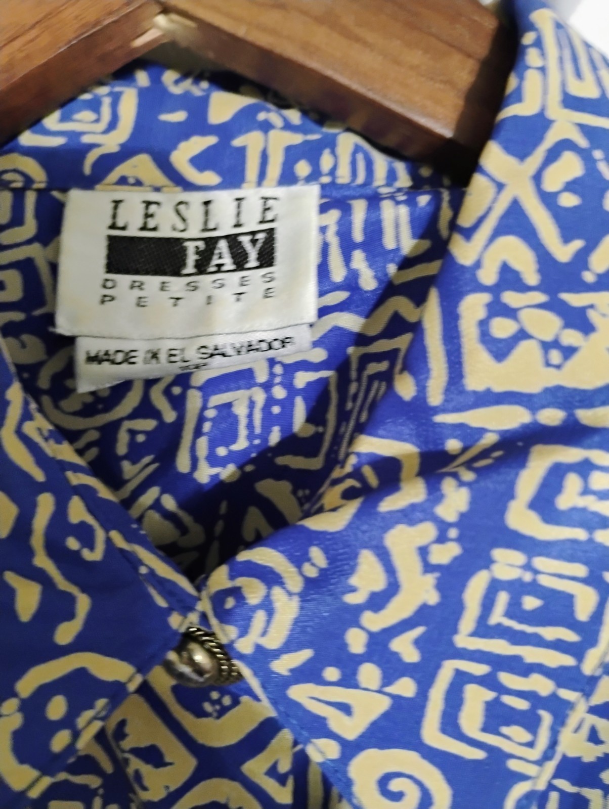 Vintage Leslie Fay Dress Women 16 pColorful Geometric Tribal Maxie