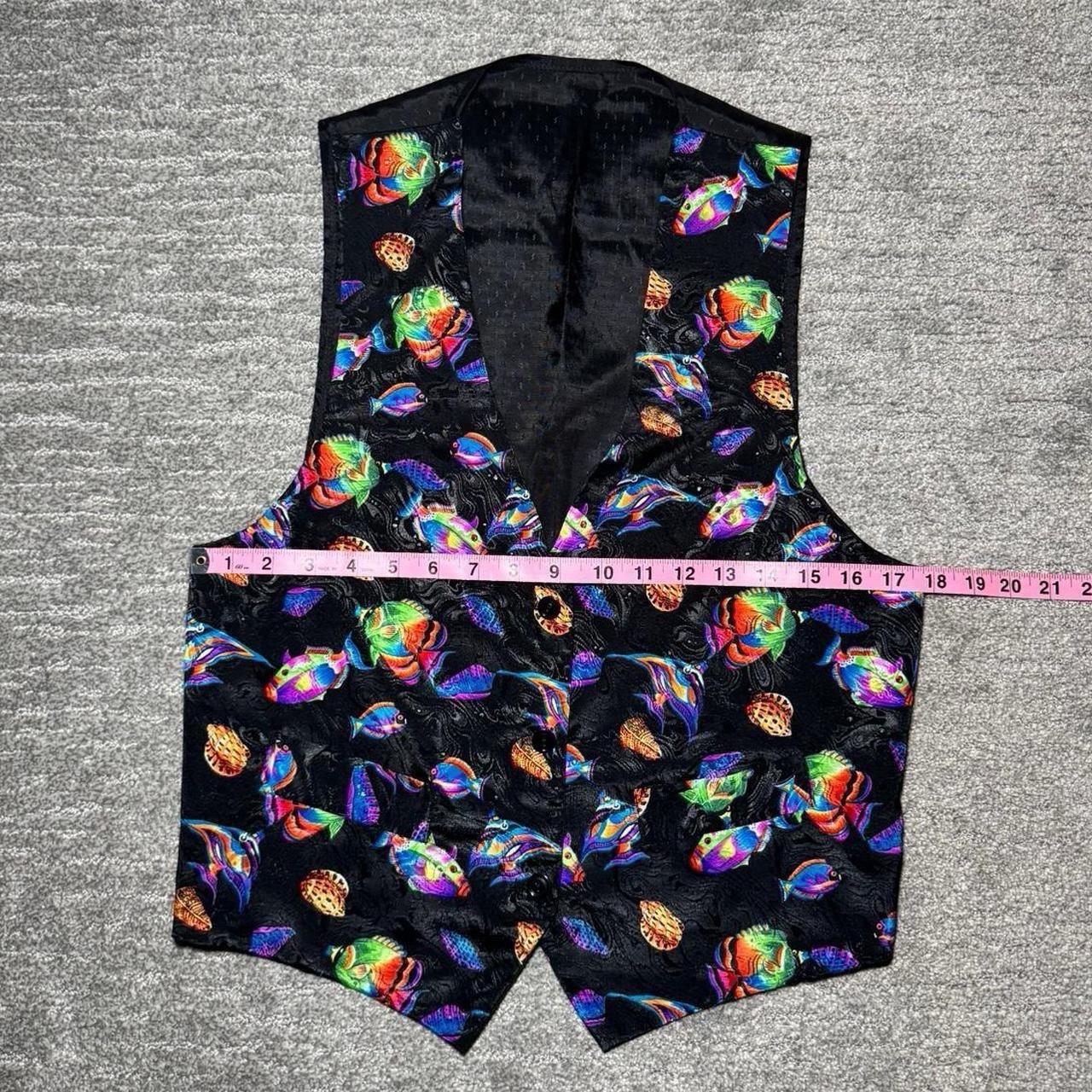 Vintage 80s/90s Unique Formalwear Vest With Unique Tropical Fish Pattern Size S