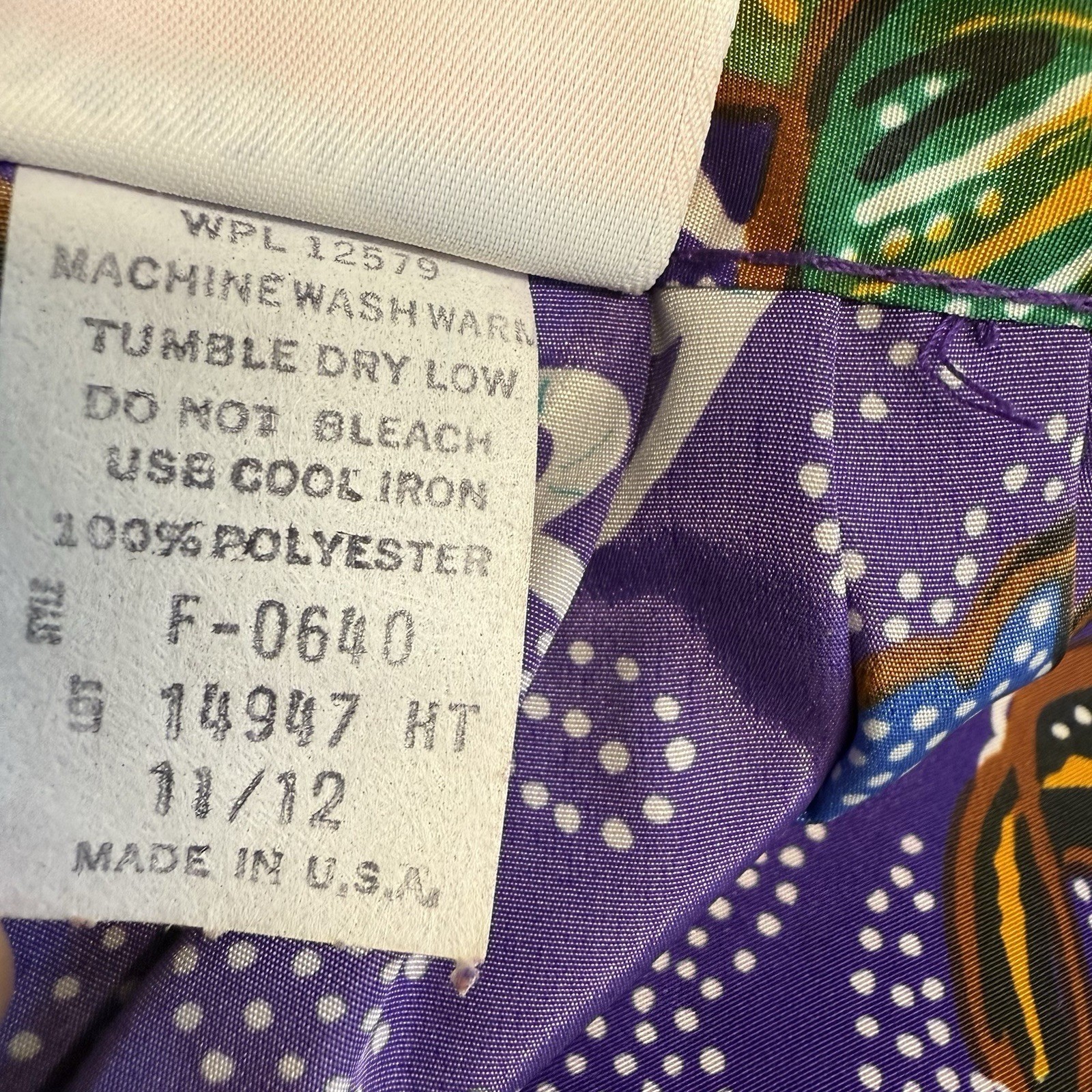 Vintage Avon Fashions Purple Tropical Fish Floral Batik Midi Skirt Sz 11/12 USA