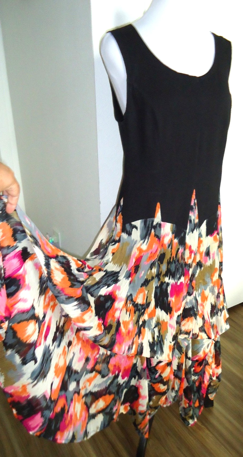 Vtg-90 The Pyramid Collection Sleeveless Cotton Dress Adjustable Skirt Style-M