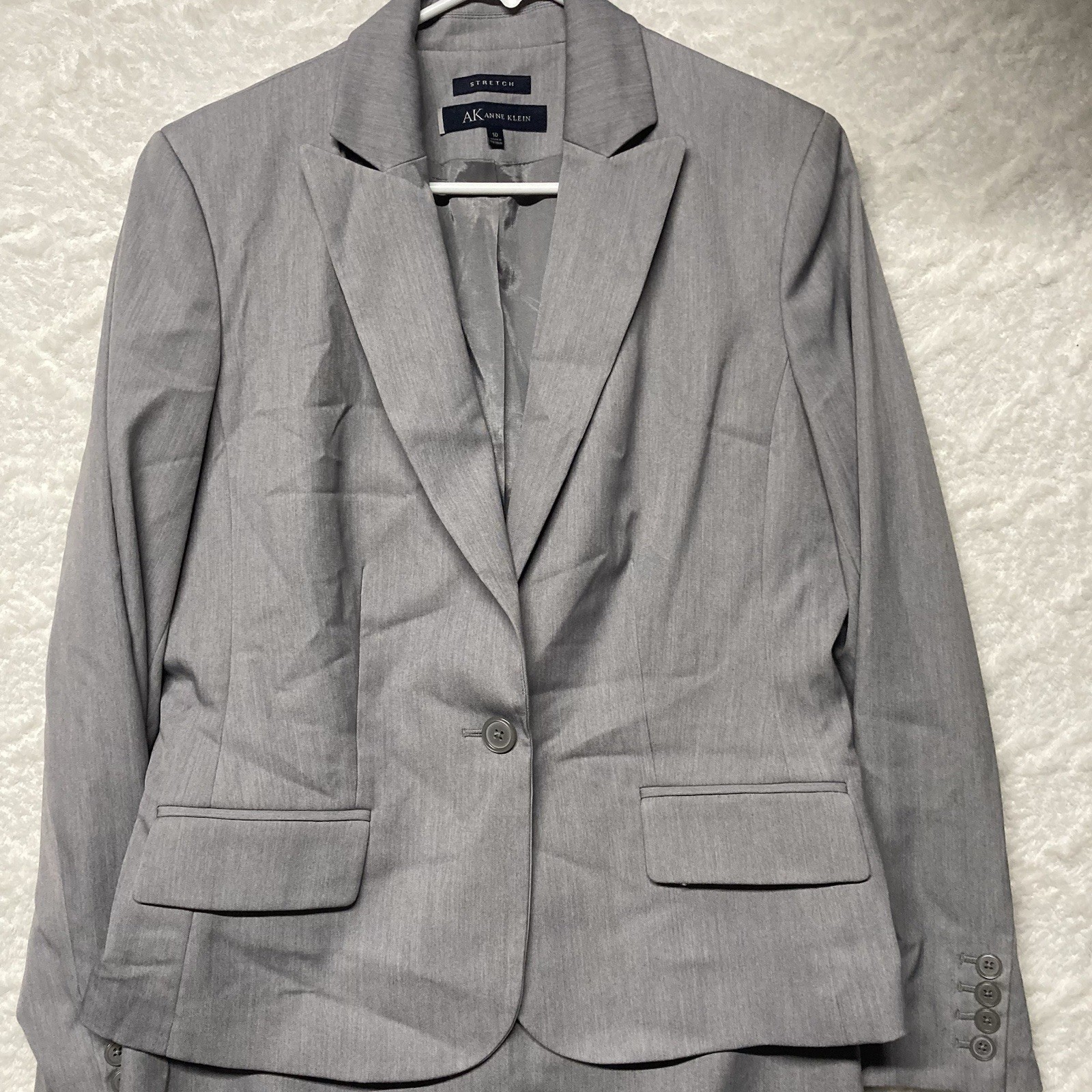Skirt Suit Womens Size 10 Stretch Gray ANNE KLEIN 2 piece Professional Workwear