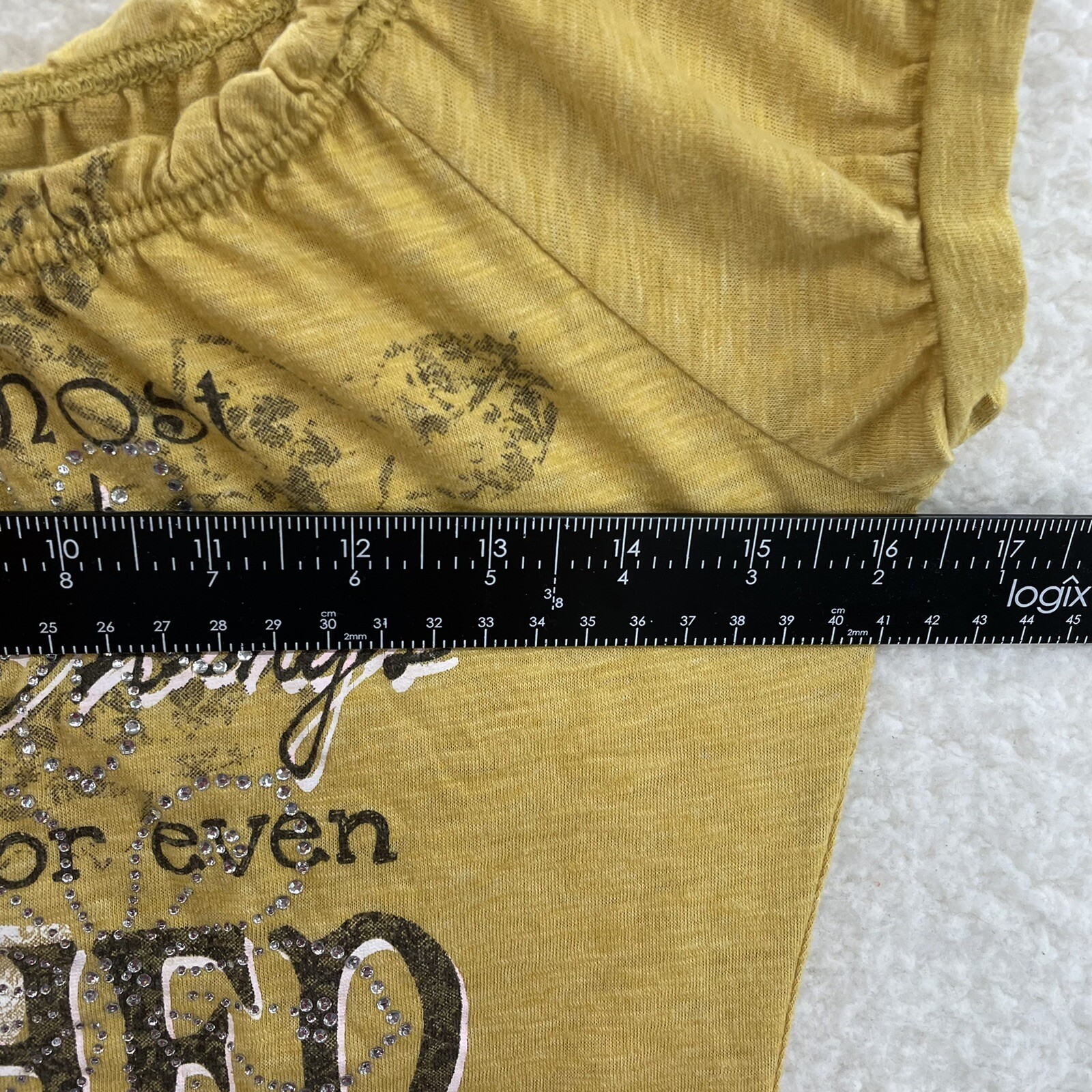 Y2K Vintage Top Small Yellow Rhinestone Cap Sleeve Milkmaid Fairy Bella Swan
