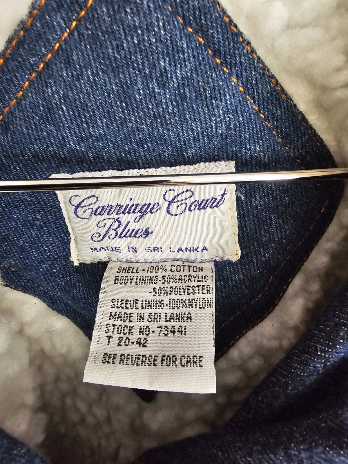 Carriage Court Blues Coat Womens Blue Denim Sherpa Lined Size Large