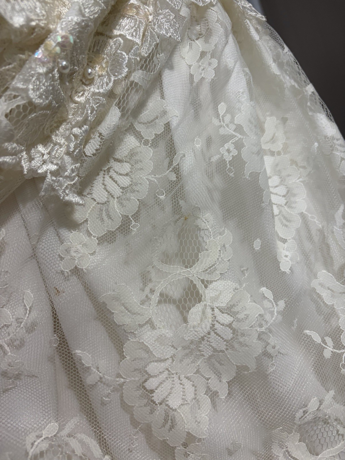 1990’s Puff Sleeve Lace Midi Wedding Dress Cottage Core Sz 12