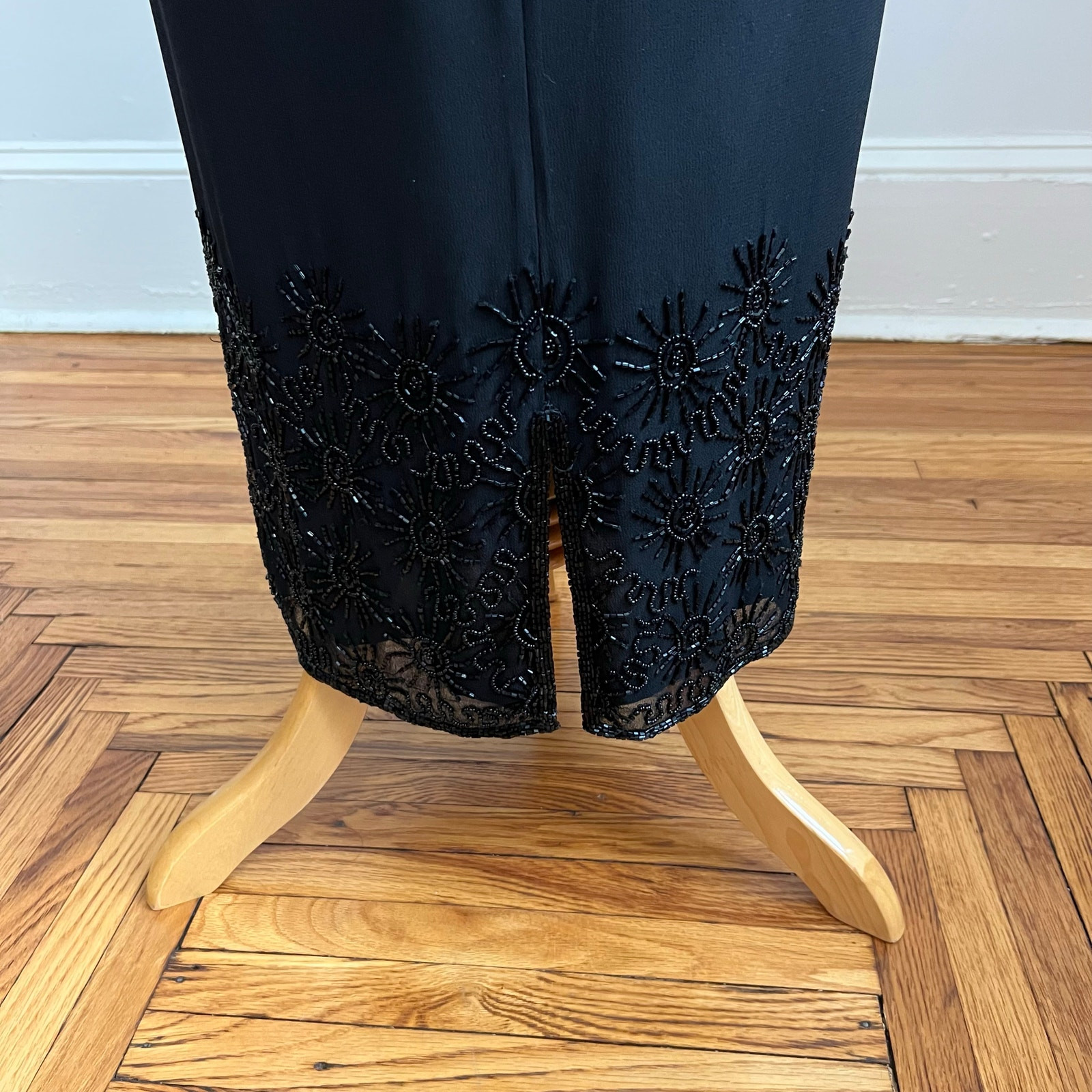Vintage 90s NWT JKara Black Beaded Cocktail Dress and Sheer Embellished Jacket 8