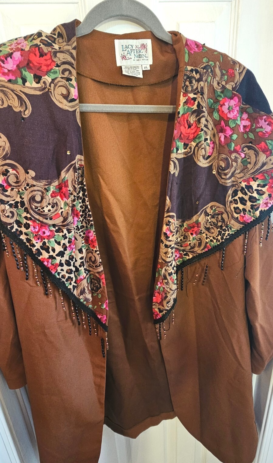 Vintage Lacy Afternoon by Shell Kepler XL Jacket Beaded Shawl Collar