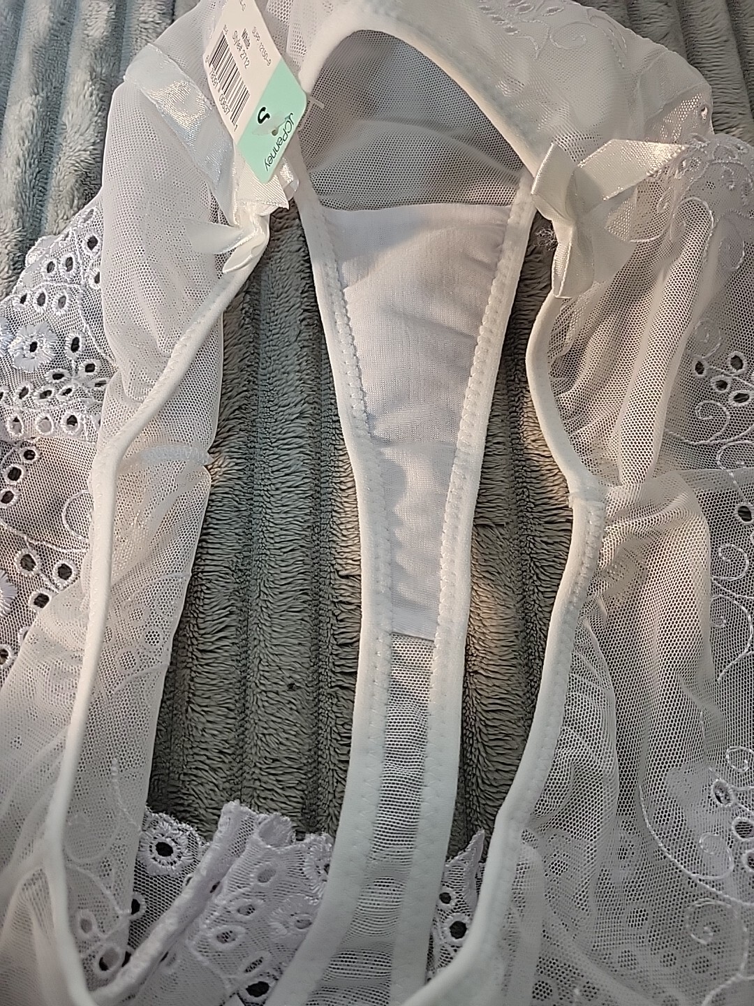 Vtg 🔥 Small Delicates Lace Nylon Mesh See Through Skirted Thong JCPenney Bows