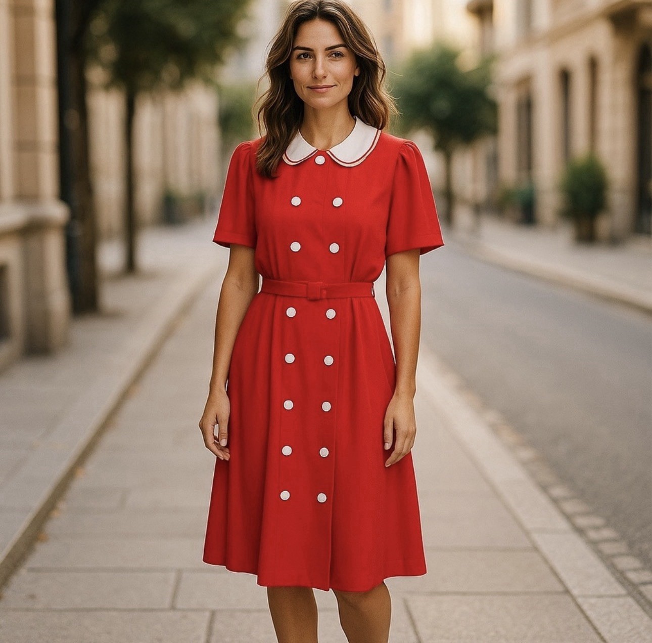 Albert Nipon Vintage Red & White Executive Dress Size 12