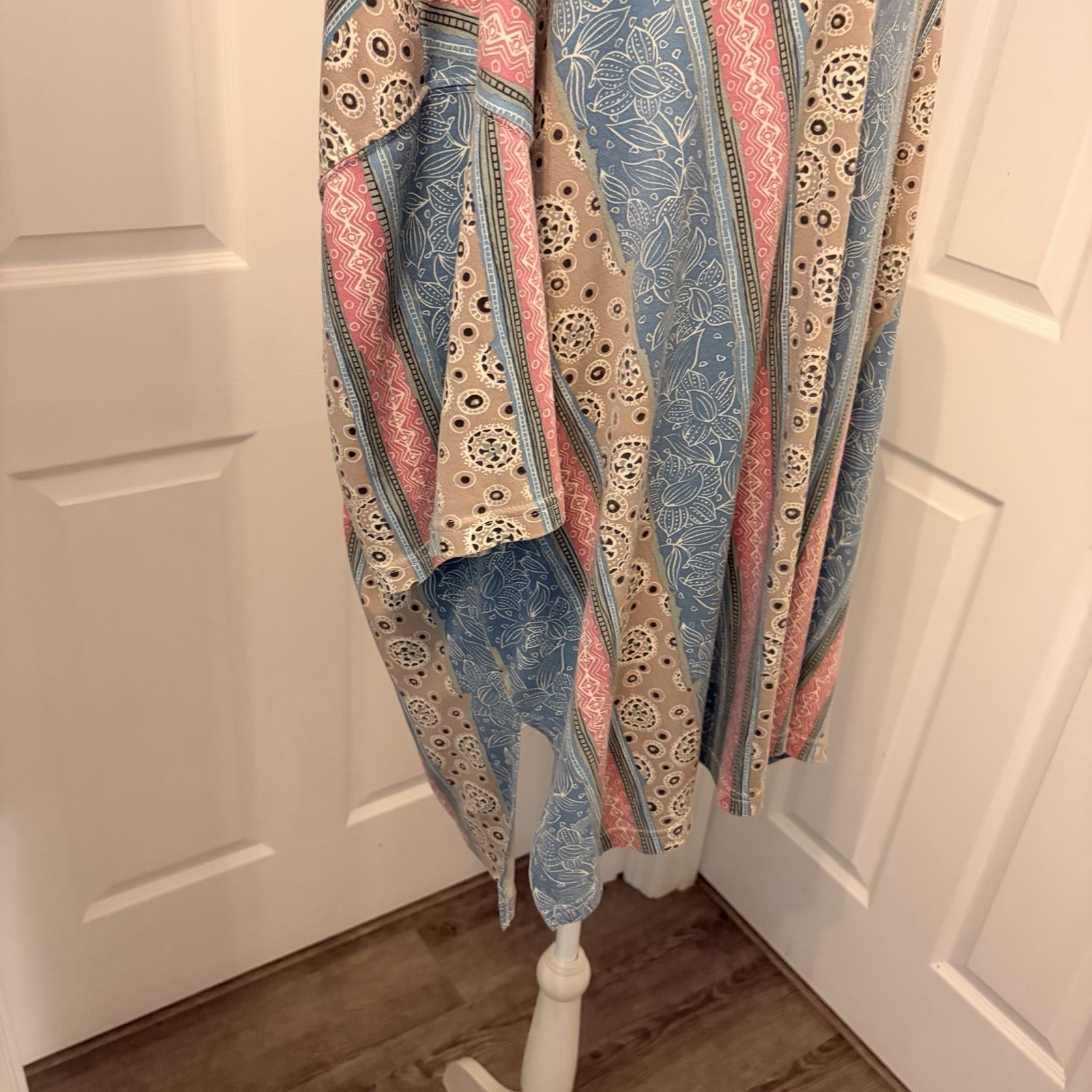 Vtg 90s Jacque & Koko Tunic Blouse 26/28 3X 4X Patchwork Vertical Print Boho EVC
