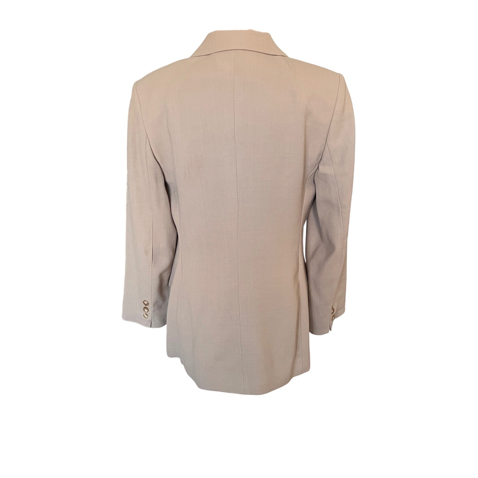 Liz Claiborne Collection Vintage 100% Wool Double Breasted Blazer Tan Beige 8