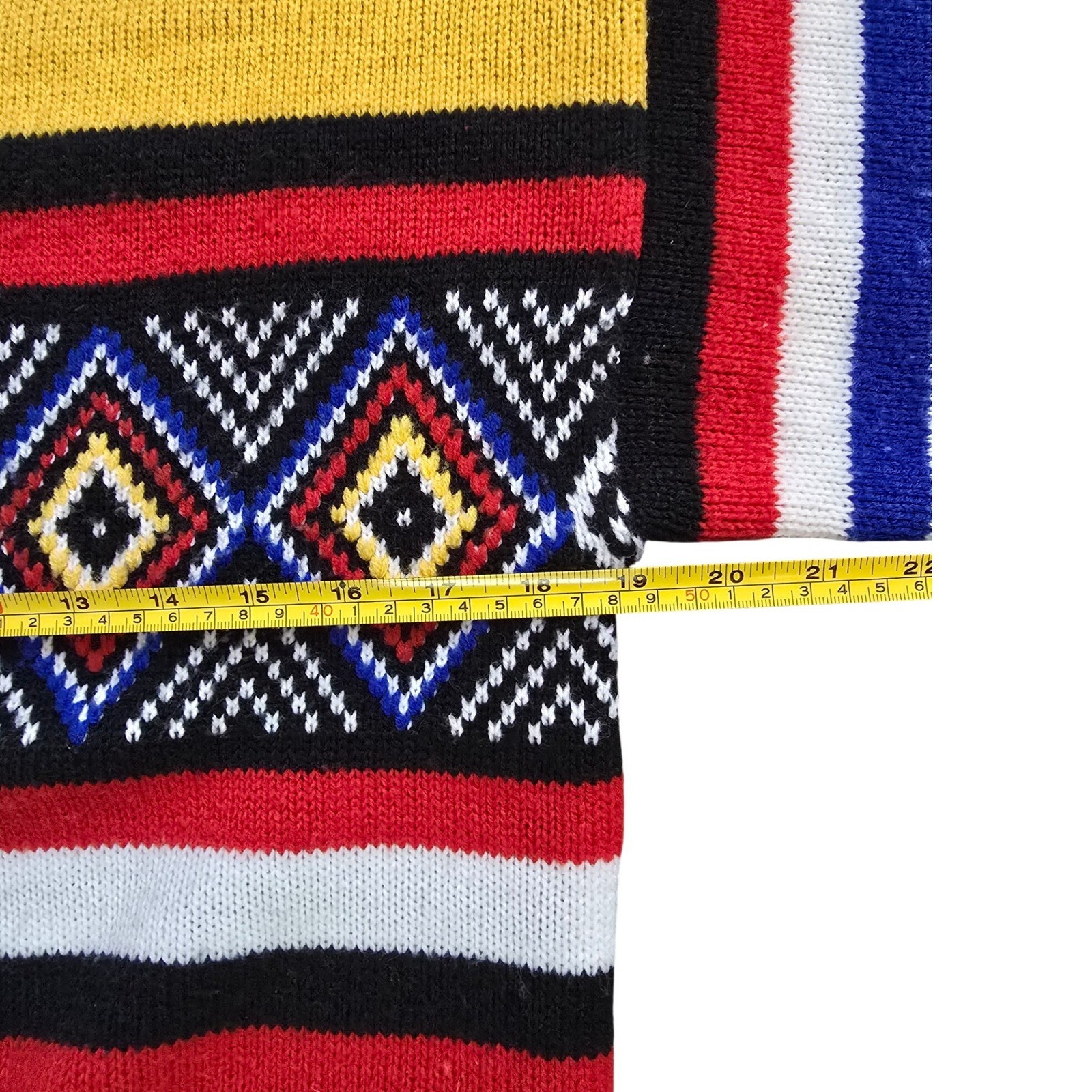 Vintage colorful Sweater Womens M Design zone 1980s red yellow stripes geometric