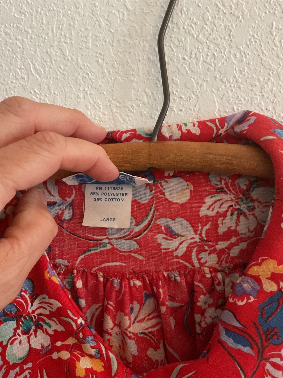 Damea Vintage Housecoat Womens Large Red All- Over Floral Print Grandmacore
